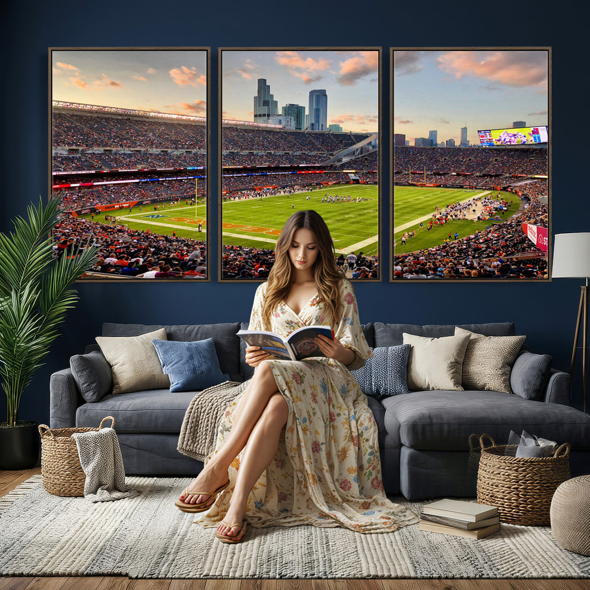 55377093-PAN-FL-20X10 - Chicago Bears Soldiers Field Wall Art Canvas Print, Man Cave Wall Decor