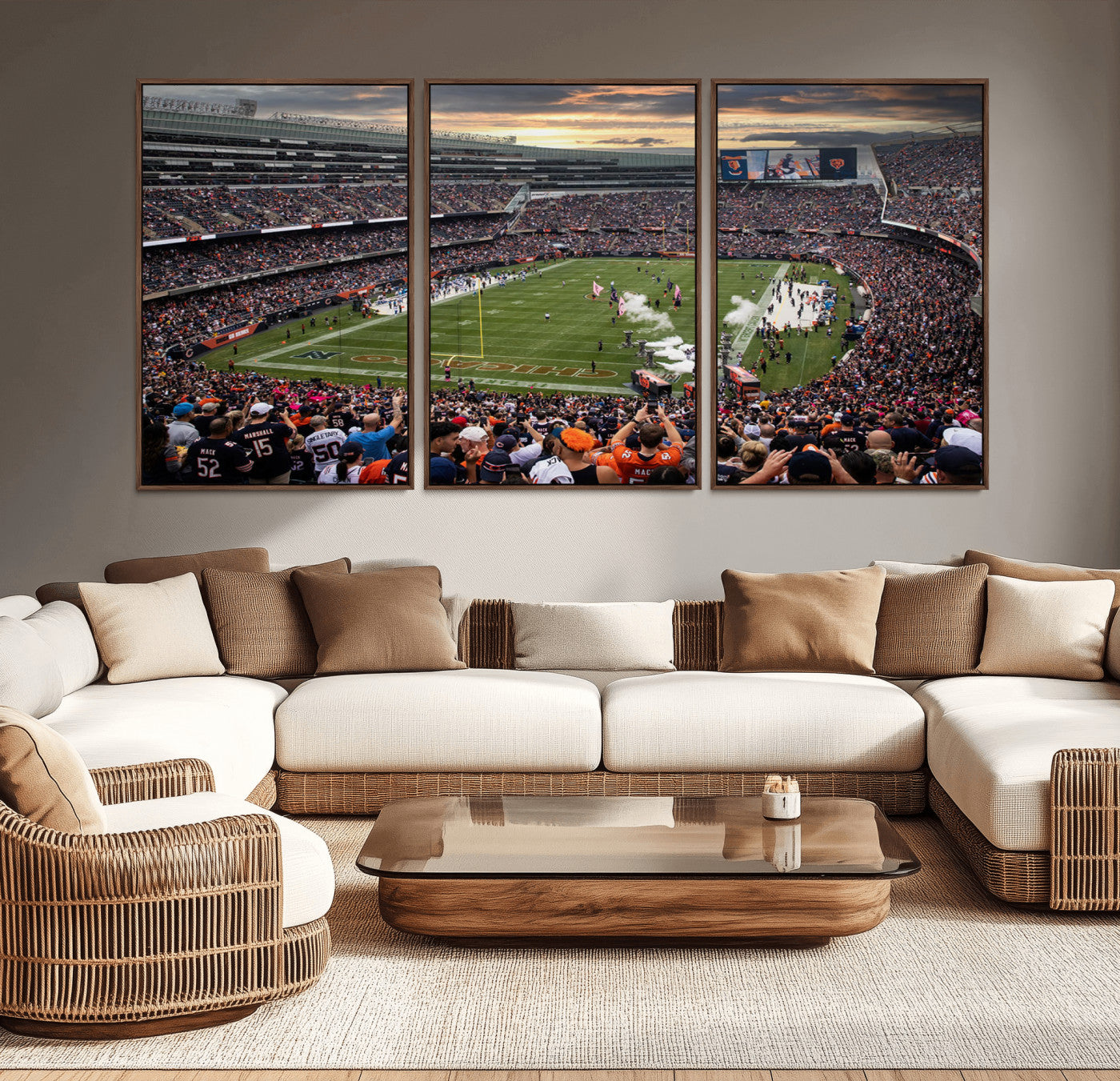 MGV-FC-60X30-3P - Chicago Bears Soldiers Field Wall Art Canvas Print – Framed Football Stadium Artwork for Sports