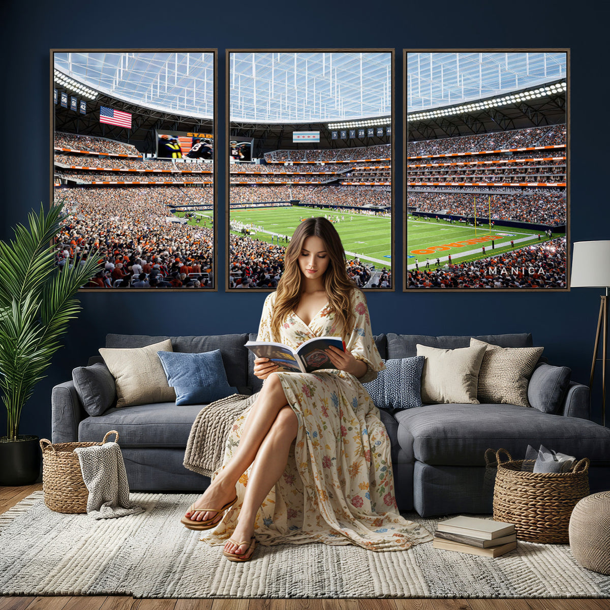 32530647-PAN-FL-20X10 - Chicago Bears Soldiers Field Wall Art Canvas Print, Framed and Ready to Hang