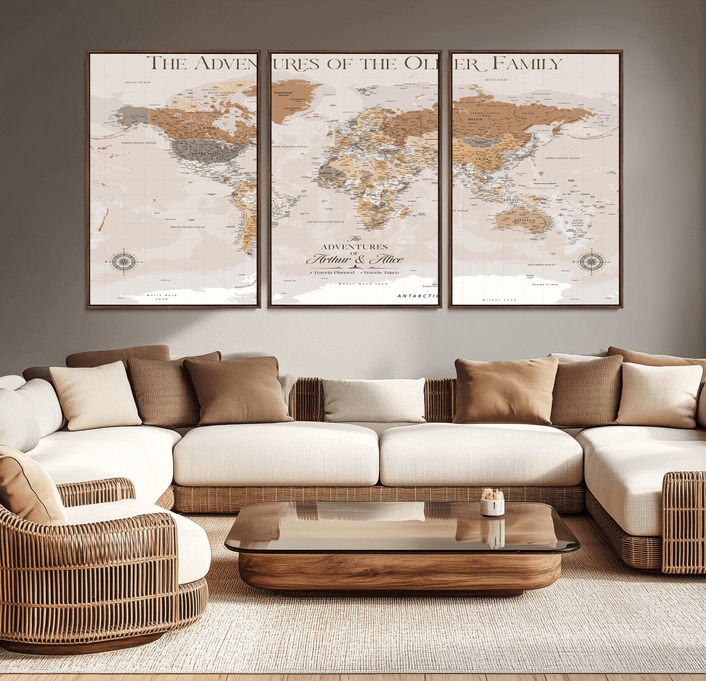 43101120-MGV-CV-36X24-Personalized Push Pin World Map Canvas – Custom Framed Travel Tracker Wall Art, Large Adventure Map with Pins for Home, Office