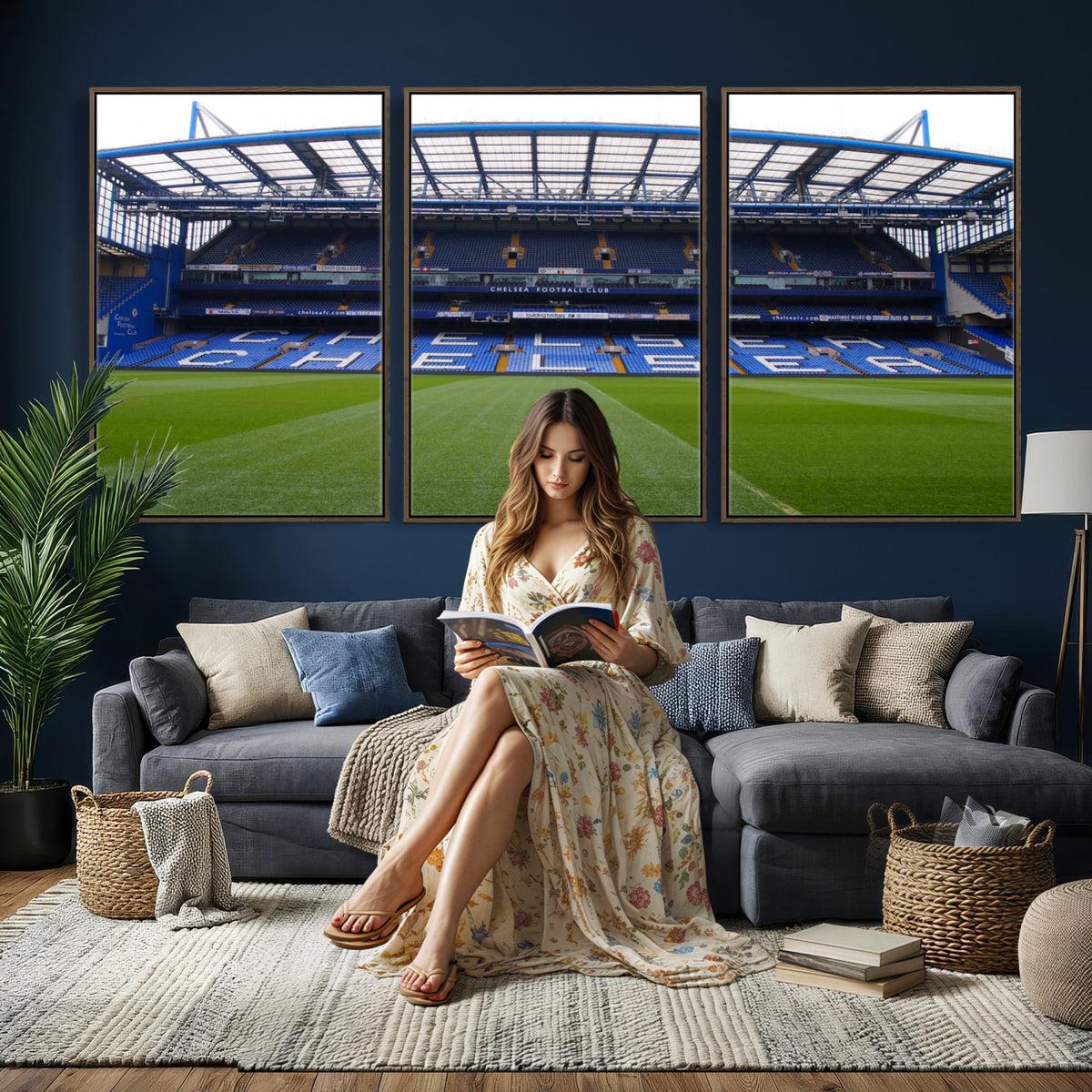 38616413CHELSA-MGV-CV-36X24 - Stamford Bridge Chelsea Football Stadium Canvas Wall Art