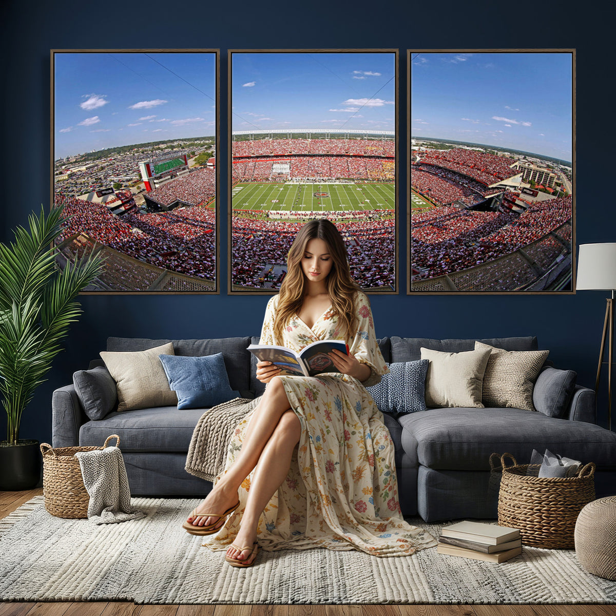 29492070-MGV-CV-36X24 - William Brice Stadium Wall Art Canvas Print, Stadium Crowd on Football Game Day