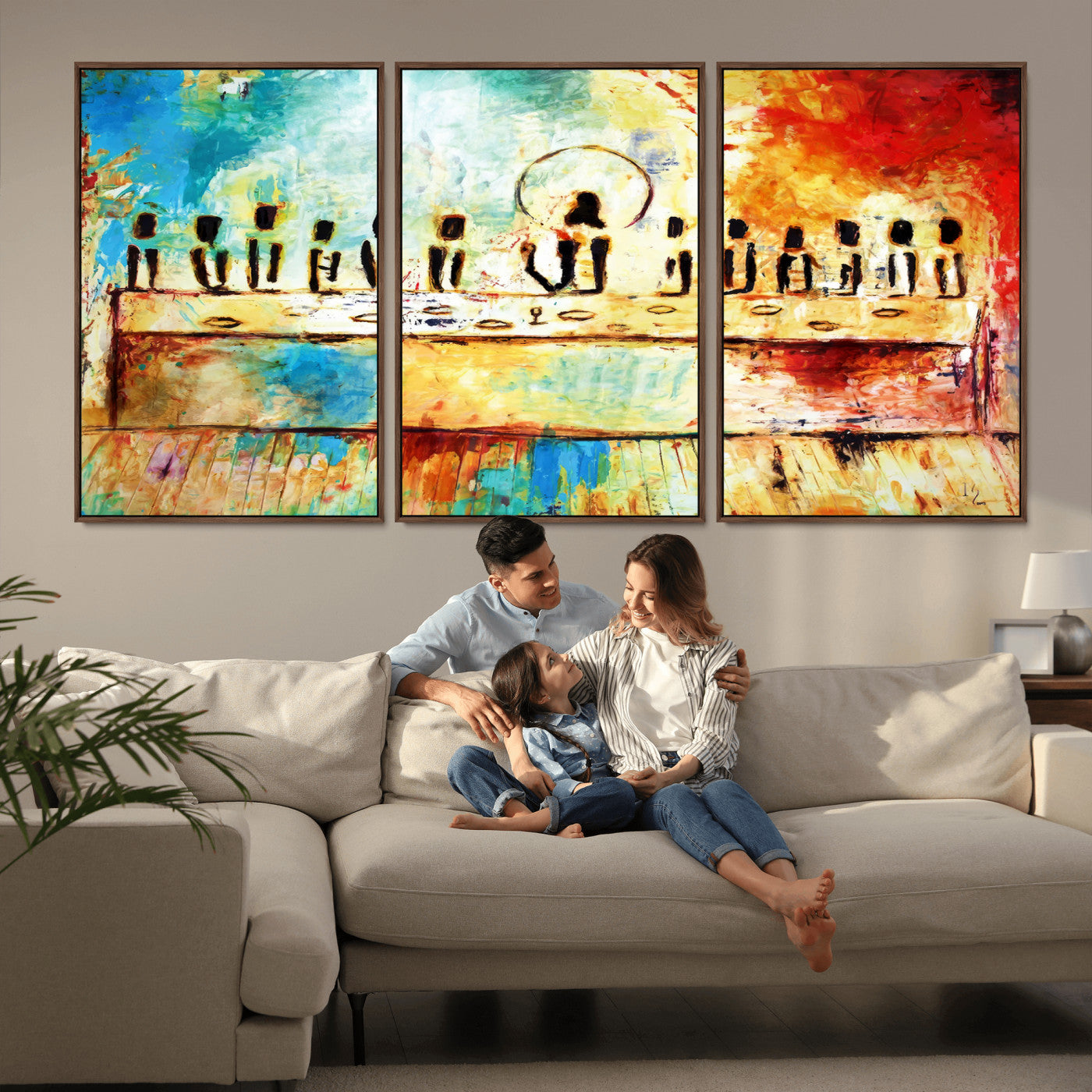 MGV-FC-60X30-3P - Abstract Last Supper with Apostles Wall Art Canvas Print
