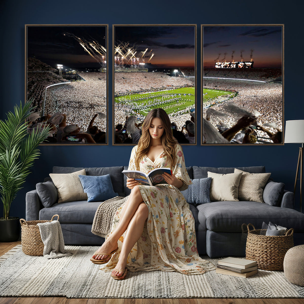 26666-MGV-CV-36X24 - Penn State Stadium Wall Art Canvas Print, White Out
