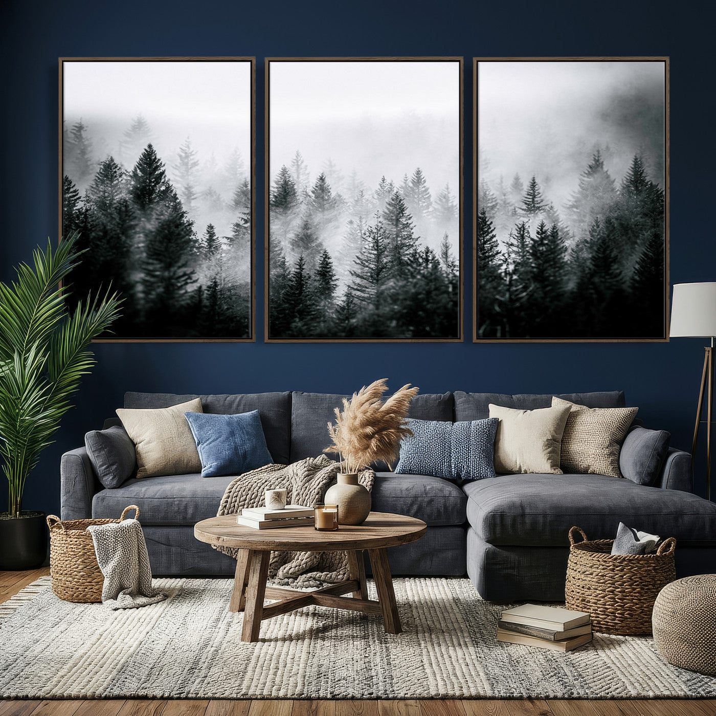87750525-MGV-CV-36X24 - Foggy Forest Wall Art Canvas Print – Mountain Woodland Landscape Photography for Minimal Nature Home Decor