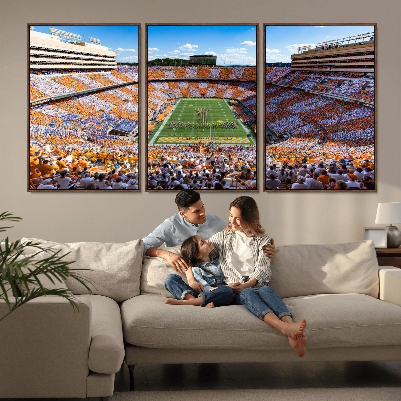 64238859-MGV-FC-60X30-3P_Walnut-Tennessee Neyland Stadium Wall Art Print, Sports Arena Canvas Wall Art, Panoramic Stadium Canvas Print, Modern Athletic Field Art Printing