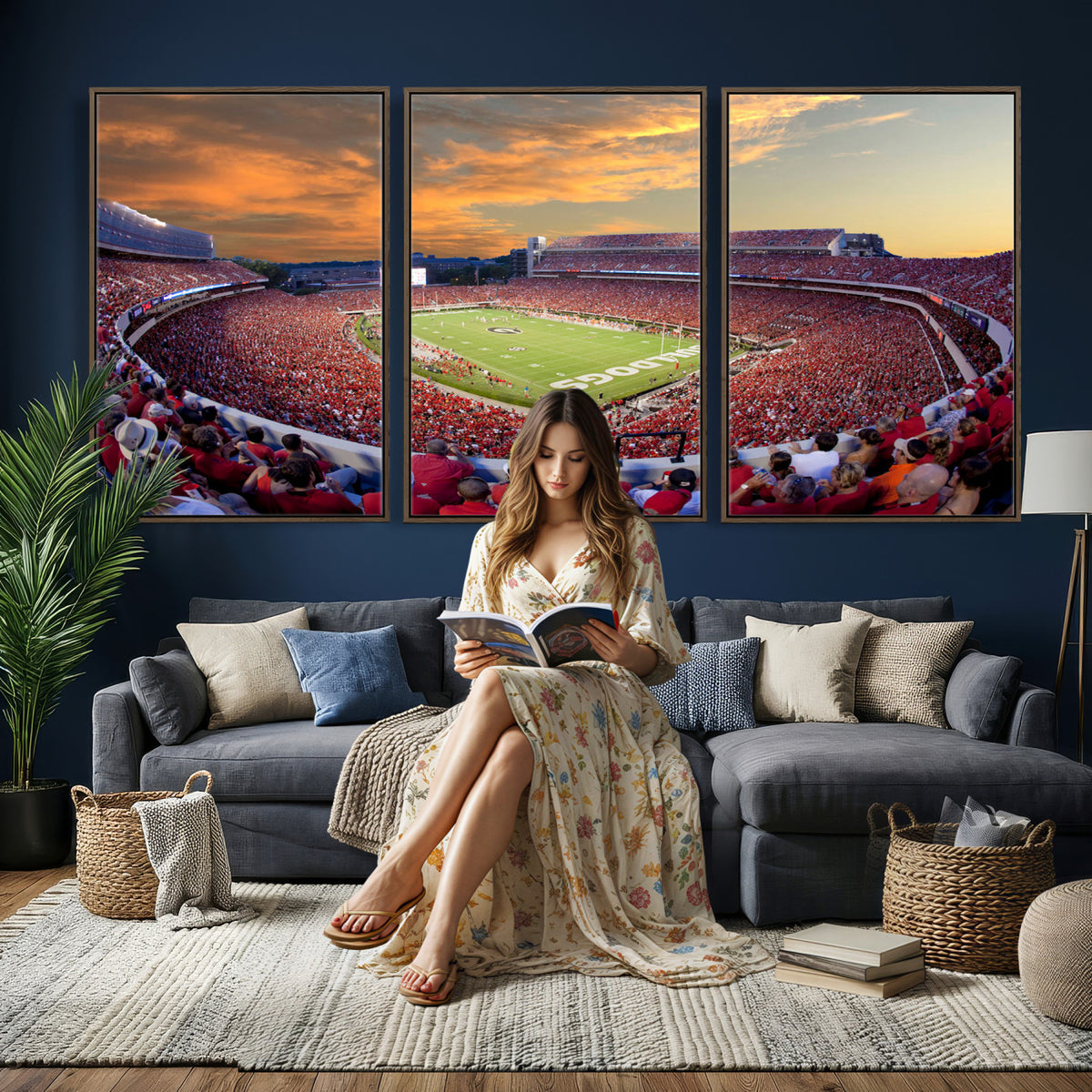 73680988-MGV-CV-36X24 - Dooley Stadium Wall Art, Sports Arena Canvas Print, Dooley Field, Framed and Ready to Hang