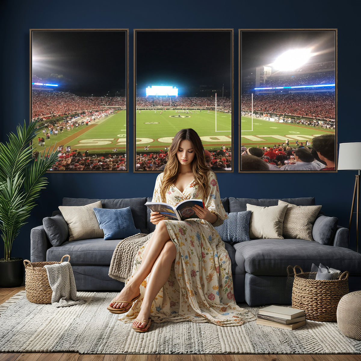 16230786-MGV-CV-36X24 - Dooley Stadium Wall Art, Sports Arena Panoramic Canvas Print, Modern Stadium Landscape Artwork for Home, Office