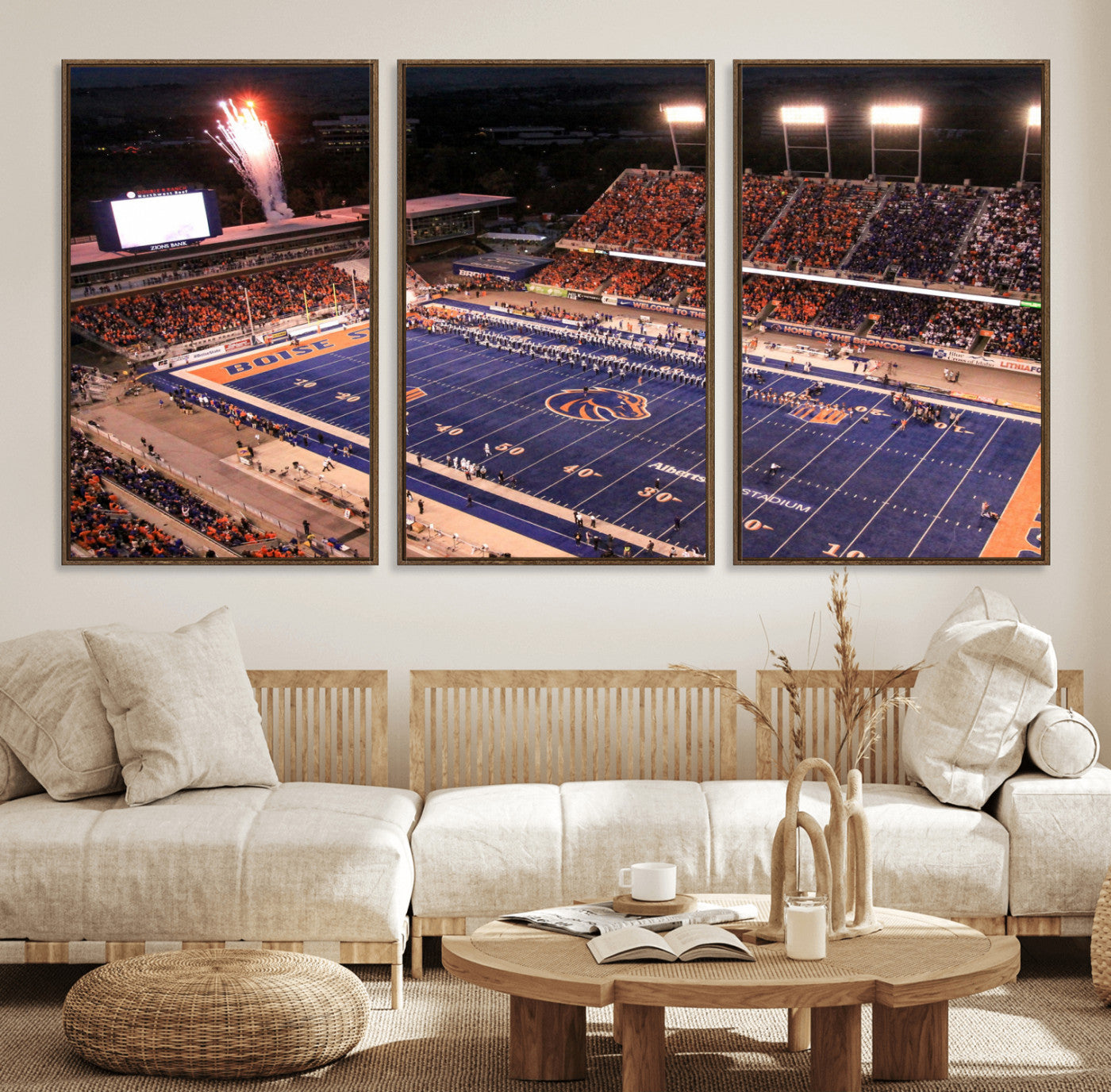 BS1001S-MGV-FC-60X30-3P - Boise State Broncos Albertsons Stadium Wall Art Canvas Print