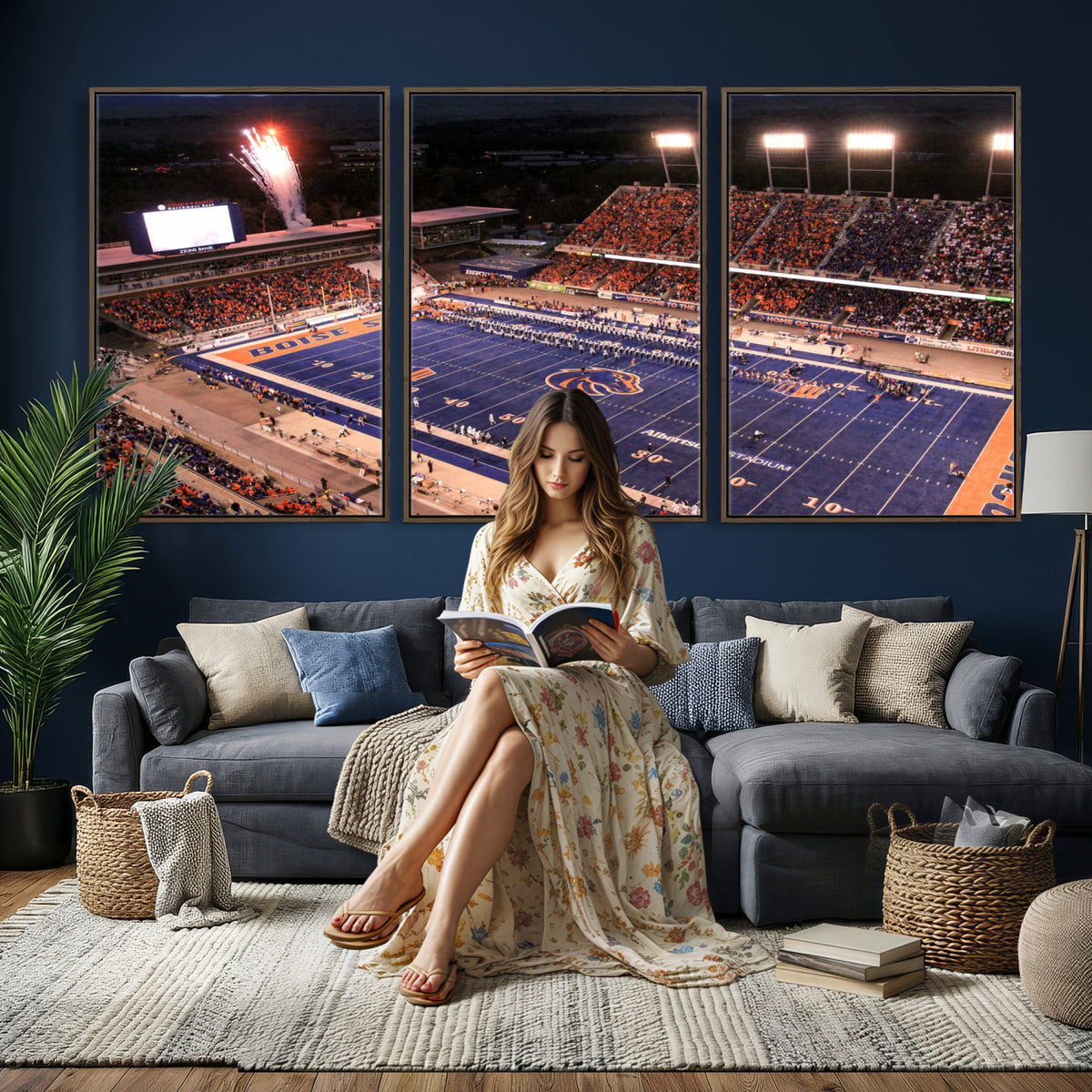BS1001S-MGV-CV-36X24 - Boise State Broncos Albertsons Stadium Wall Art Canvas Print