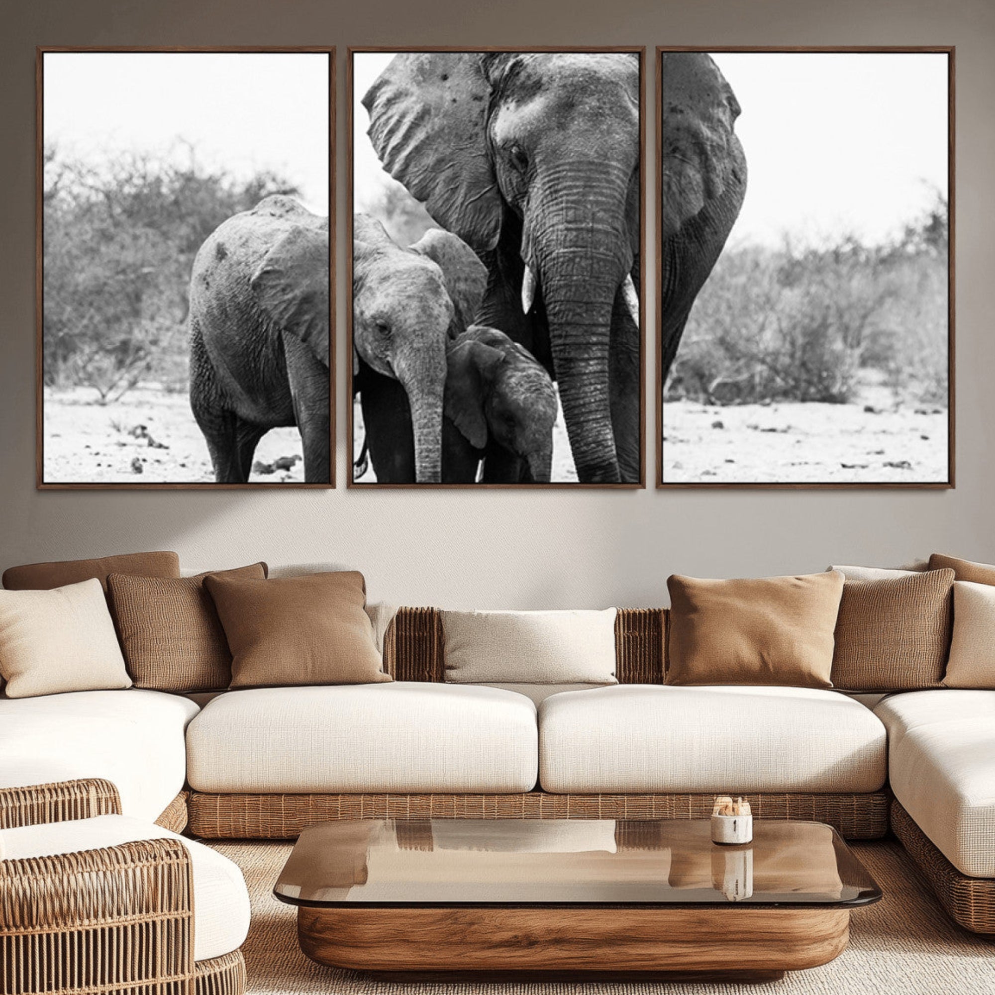 75636-MGV-CV-36X24-Elephant Family Africa Wall Art Canvas Print