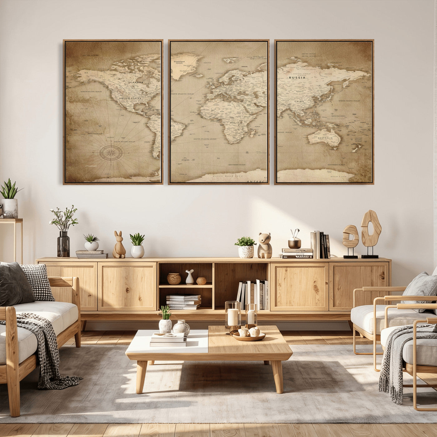 34795134-MGV-CV-36X24 - World Map Wall Art Canvas Print, Modern Decorative Framed Map Artwork Prints for Living Room, Office, Bedroom Wall Decor