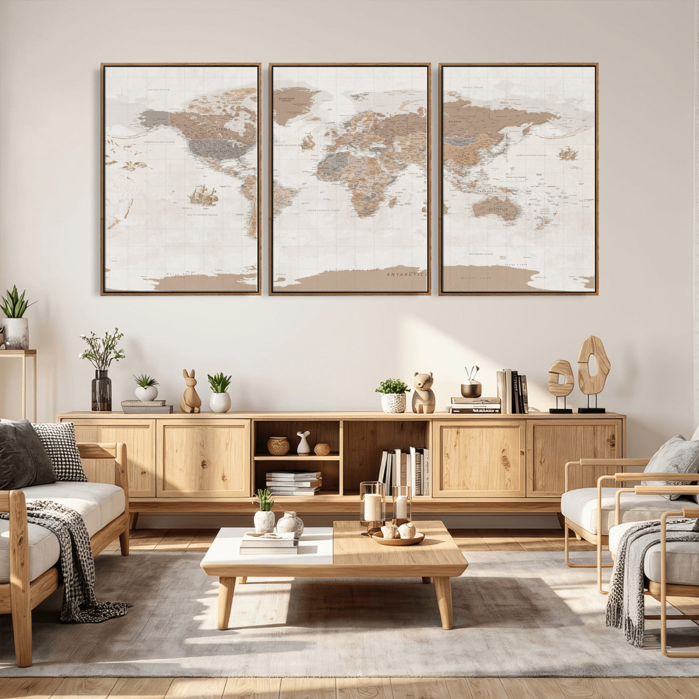 85057279-MGV-CV-36X24 - World Map Wall Art Canvas Print, Modern Decorative Framed Map Artwork Prints for Living Room, Office, Bedroom Wall Decor