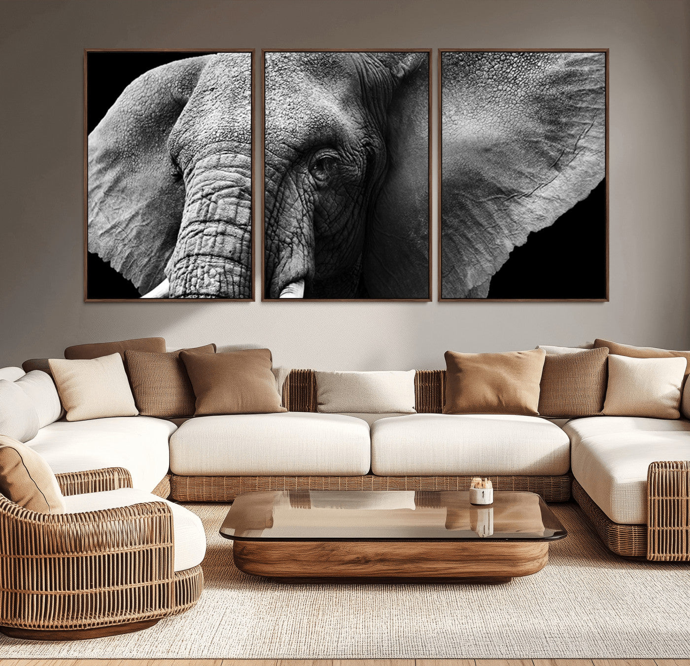 -Big Elephant Close Up Wall Art Canvas Print