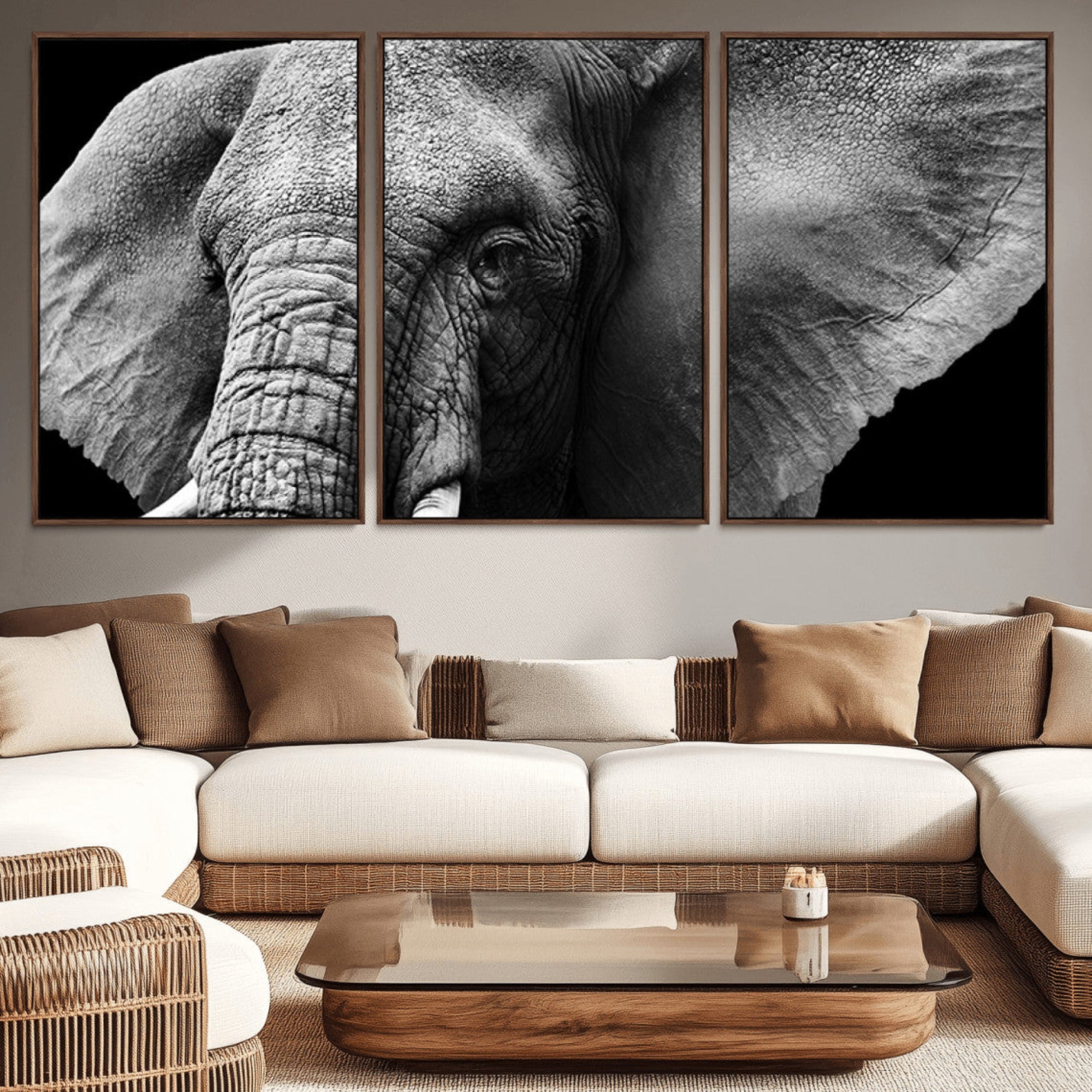 27820-MGV-CV-36X24-Big Elephant Close Up Wall Art Canvas Print