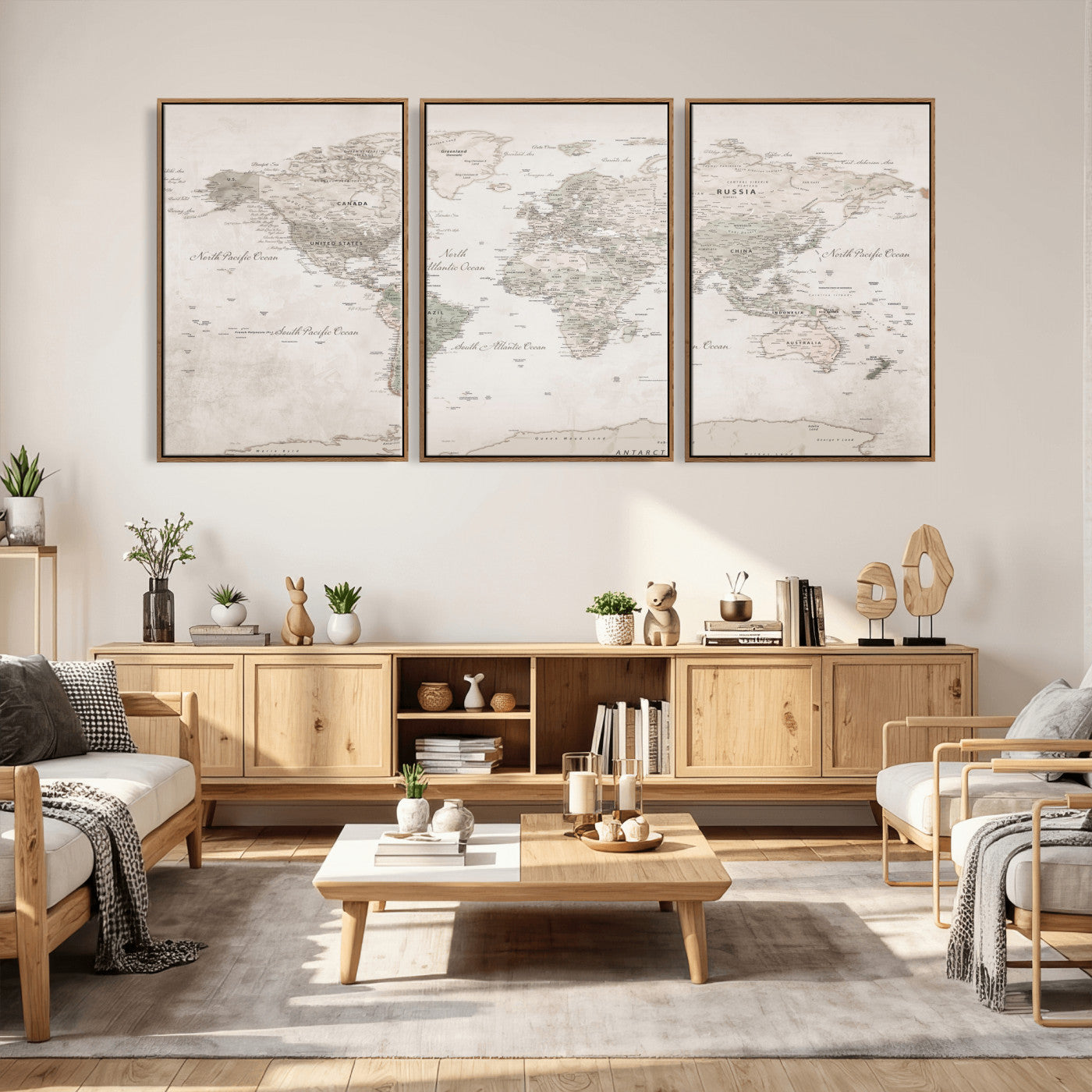 90355419-MGV-CV-36X24 - World Map Wall Art Canvas Print, Modern Decorative Framed Map Artwork Prints for Living Room, Office, Bedroom Wall Decor