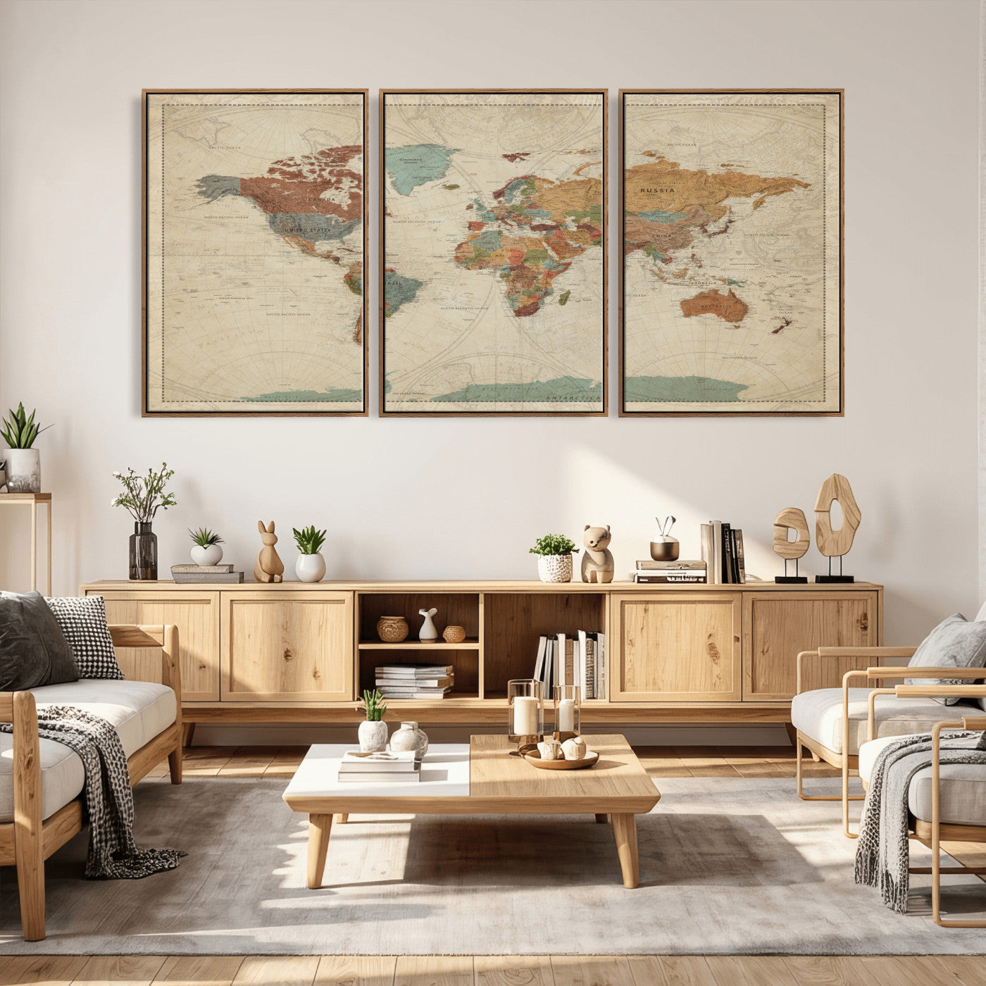 74172497-MGV-CV-36X24 - World Map Wall Art Canvas Print, Modern Decorative Framed Map Artwork Prints for Living Room, Office, Bedroom Wall Decor