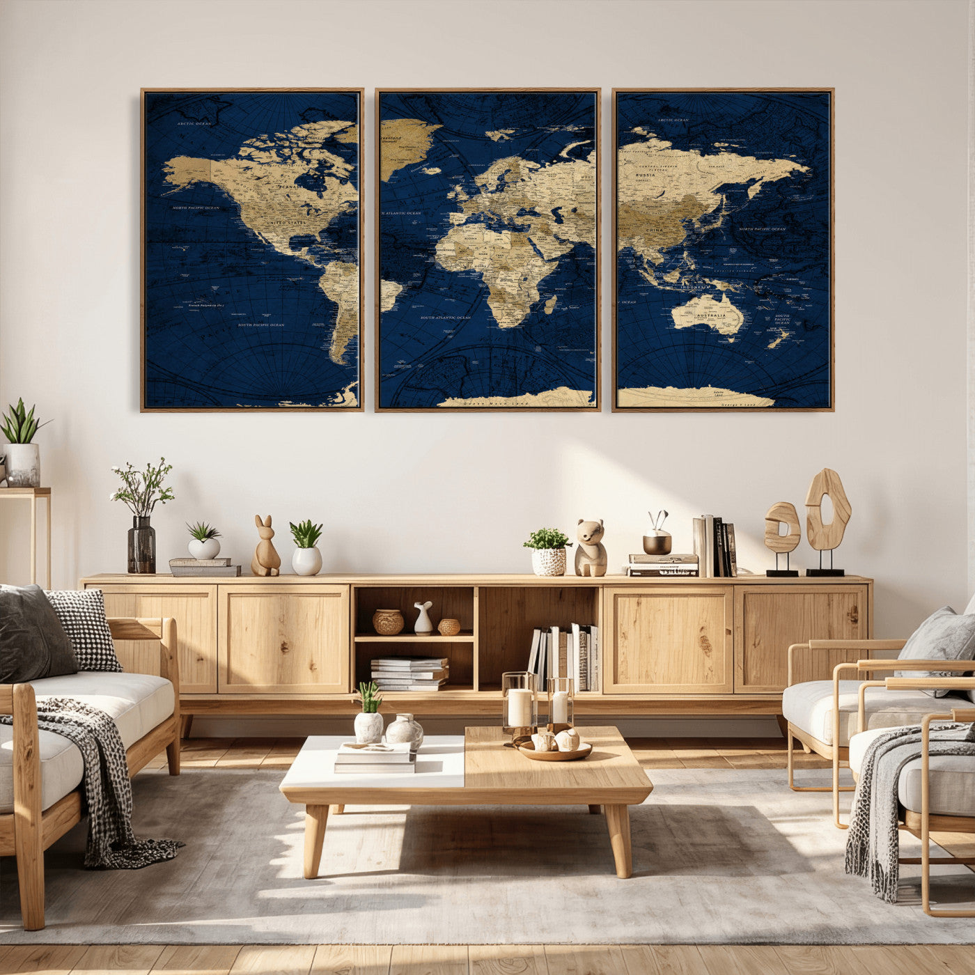 54770746-MGV-CV-36X24 - World Map Wall Art Canvas Print, Modern Decorative Framed Map Artwork Prints for Living Room, Office, Bedroom Wall Decor