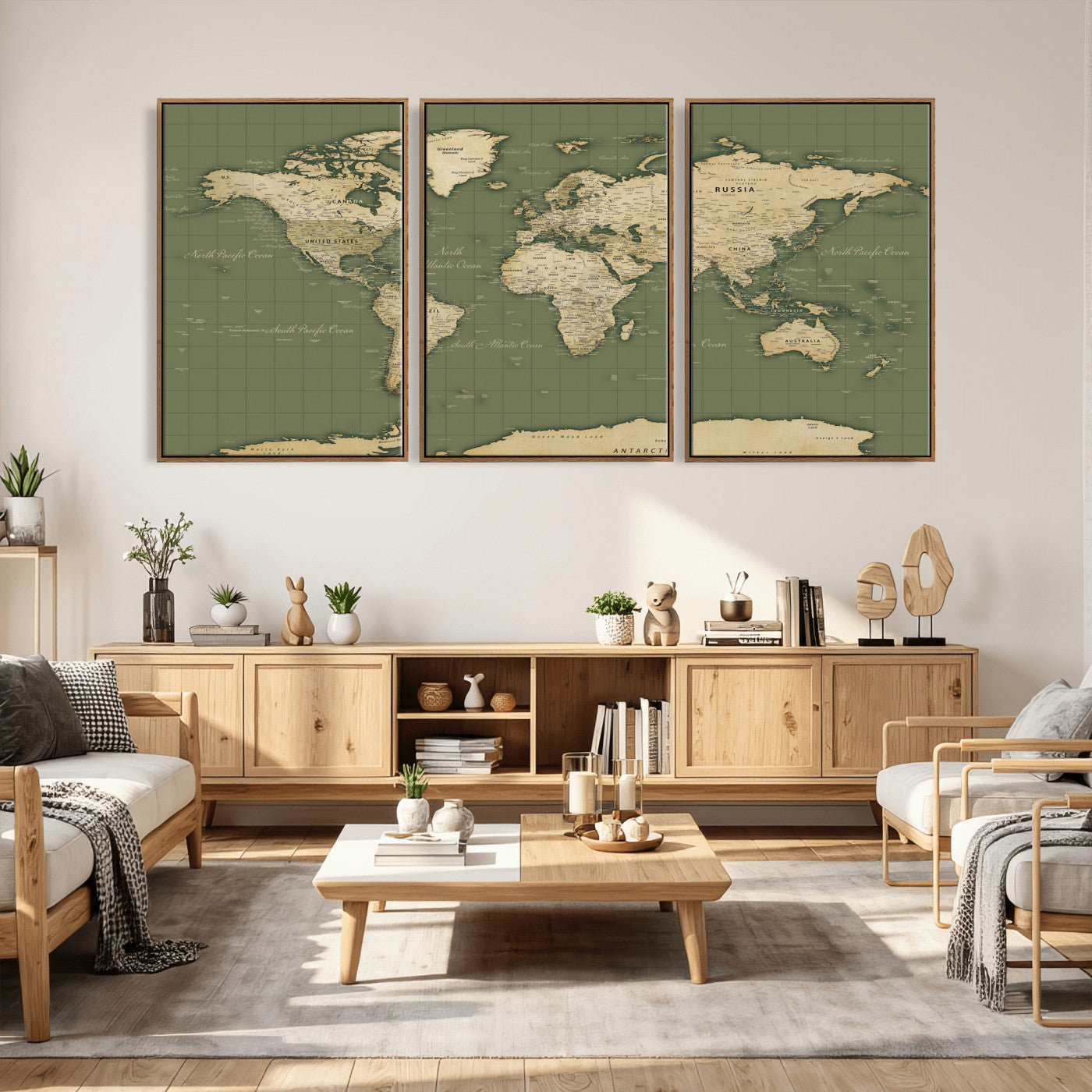 13750241-MGV-CV-36X24 - World Map Wall Art Canvas Print, Modern Decorative Framed Map Artwork Prints for Living Room, Office, Bedroom Wall Decor