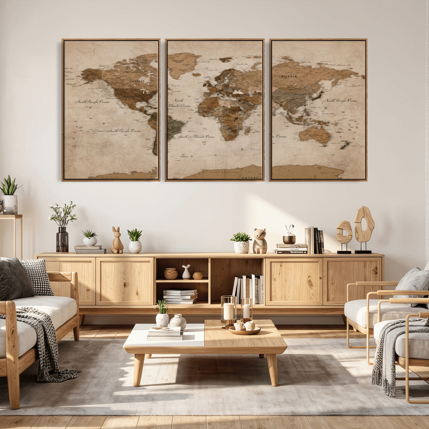 40064188-MGV-CV-36X24 - World Map Wall Art Canvas Print, Modern Decorative Framed Map Artwork Prints for Living Room, Office, Bedroom Wall Decor