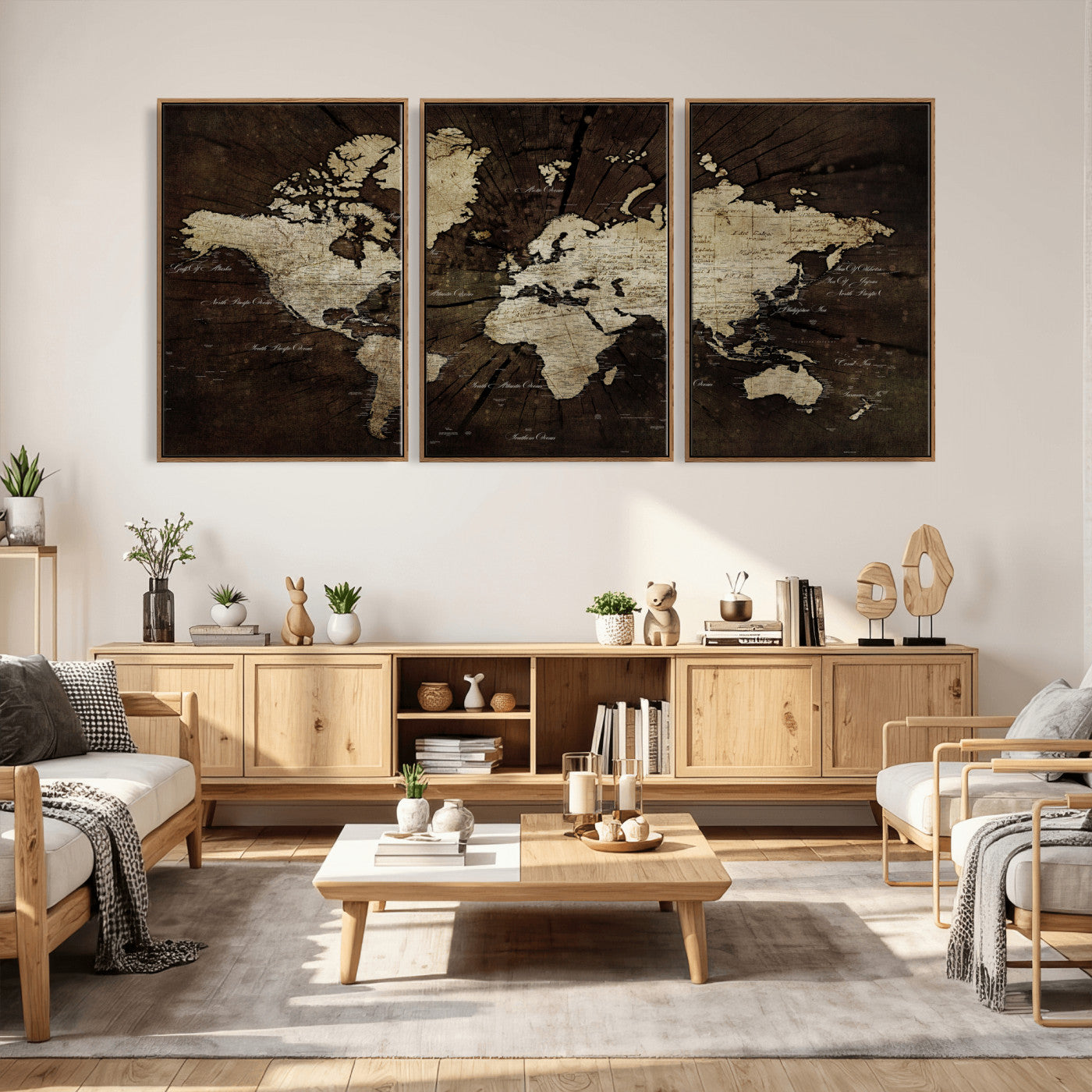 40991509-MGV-CV-36X24 - World Map Wall Art Canvas Print, Modern Decorative Framed Map Artwork Prints for Living Room, Office, Bedroom Wall Decor