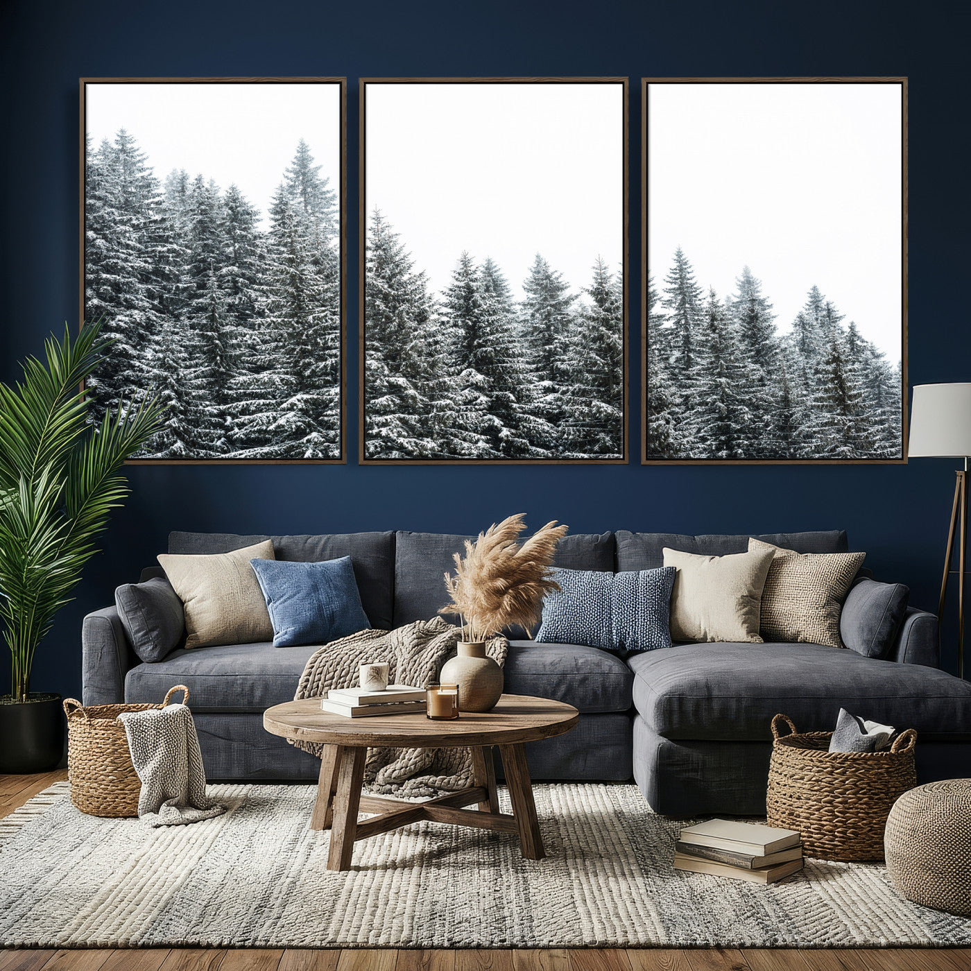 69566941-MGV-CV-36X24 - Misty Mountain Forest Canvas Print, Foggy Pine Trees Nature Wall Art, Framed Canvas Ready to Hang