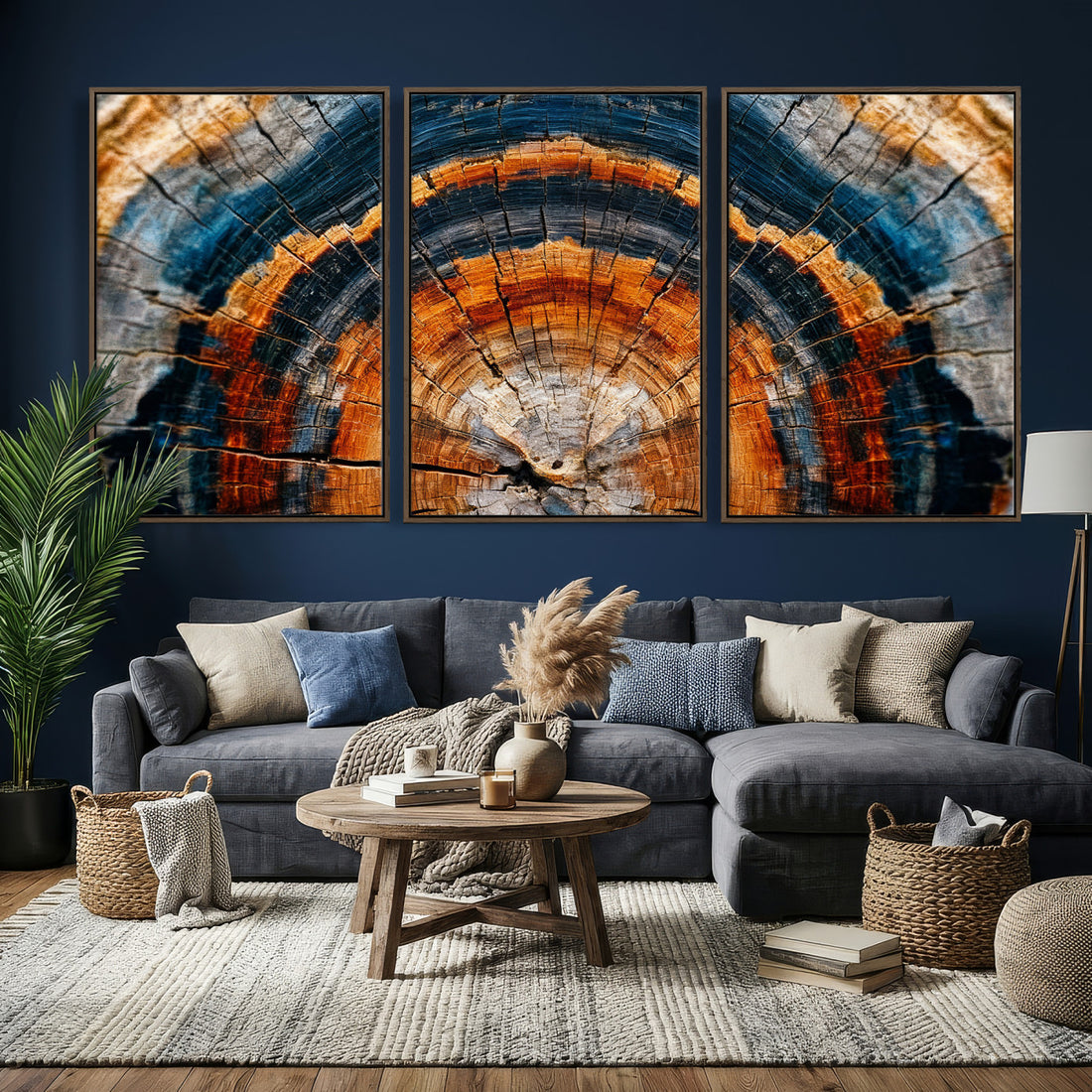 Abstract Wood Grain Canvas Print, Tree Ring Pattern Wall Art, Rustic Farmhouse Wall Decor