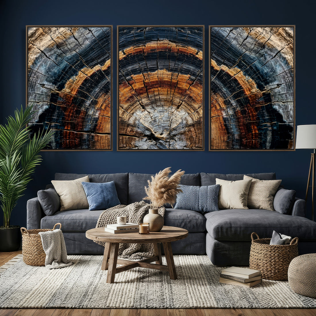 Abstract Wood Grain Canvas Print, Tree Ring Pattern Wall Art, Extra Large Living Room Wall Decor