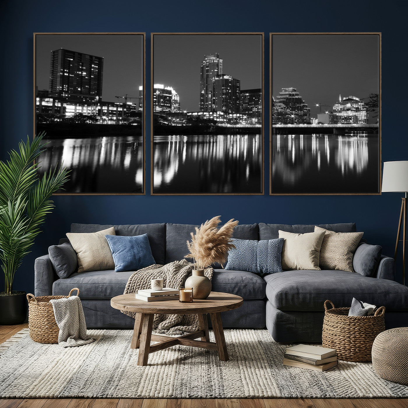 38129554-MGV-CV-36X24 - Austin Skyline Wall Art Canvas Print, Austin Downtown Night Cityscape Print for Modern Urban Wall Decor