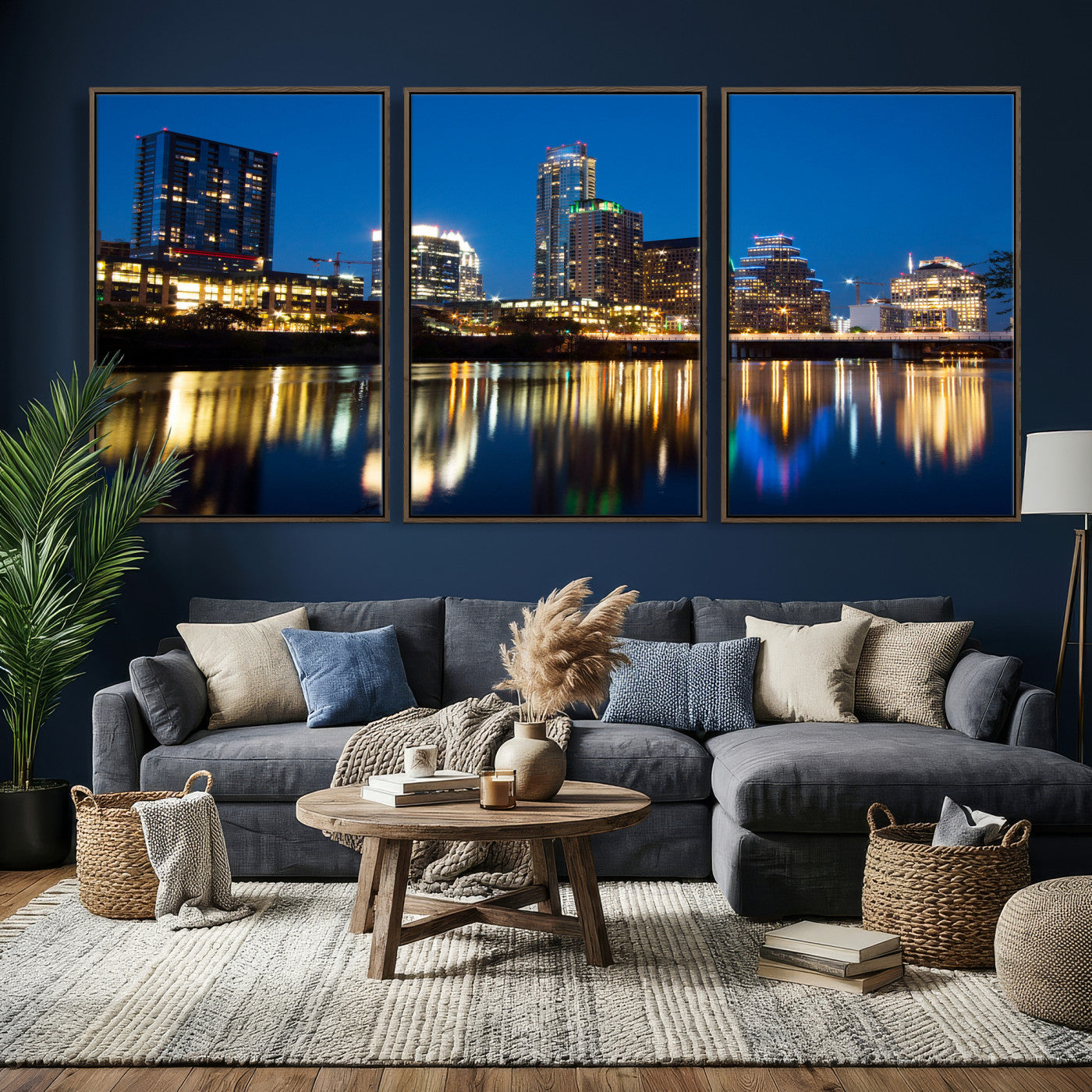 21916206-MGV-CV-36X24 - Austin Skyline Wall Art Canvas Print, Austin Downtown Night Cityscape Print for Modern Urban Wall Decor