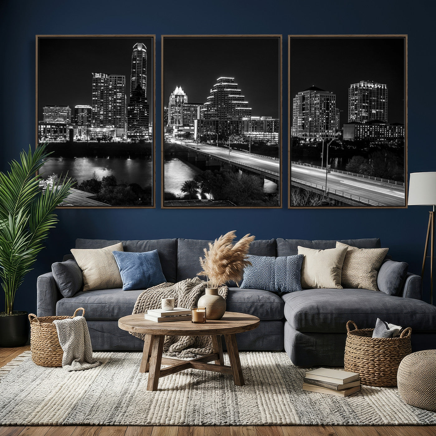 37531750-MGV-CV-36X24 - Austin Skyline Wall Art Canvas Print, Austin Downtown Night Cityscape Print for Modern Urban Wall Decor