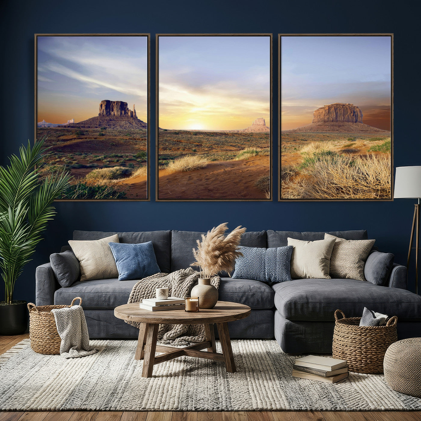 14901845-MGV-CV-36X24 - Monument Valley Desert Landscape Wall Art Canvas Print, Southwest Desert Rock Formation Canvas Print, Western Red Rock Panorama Art Printing