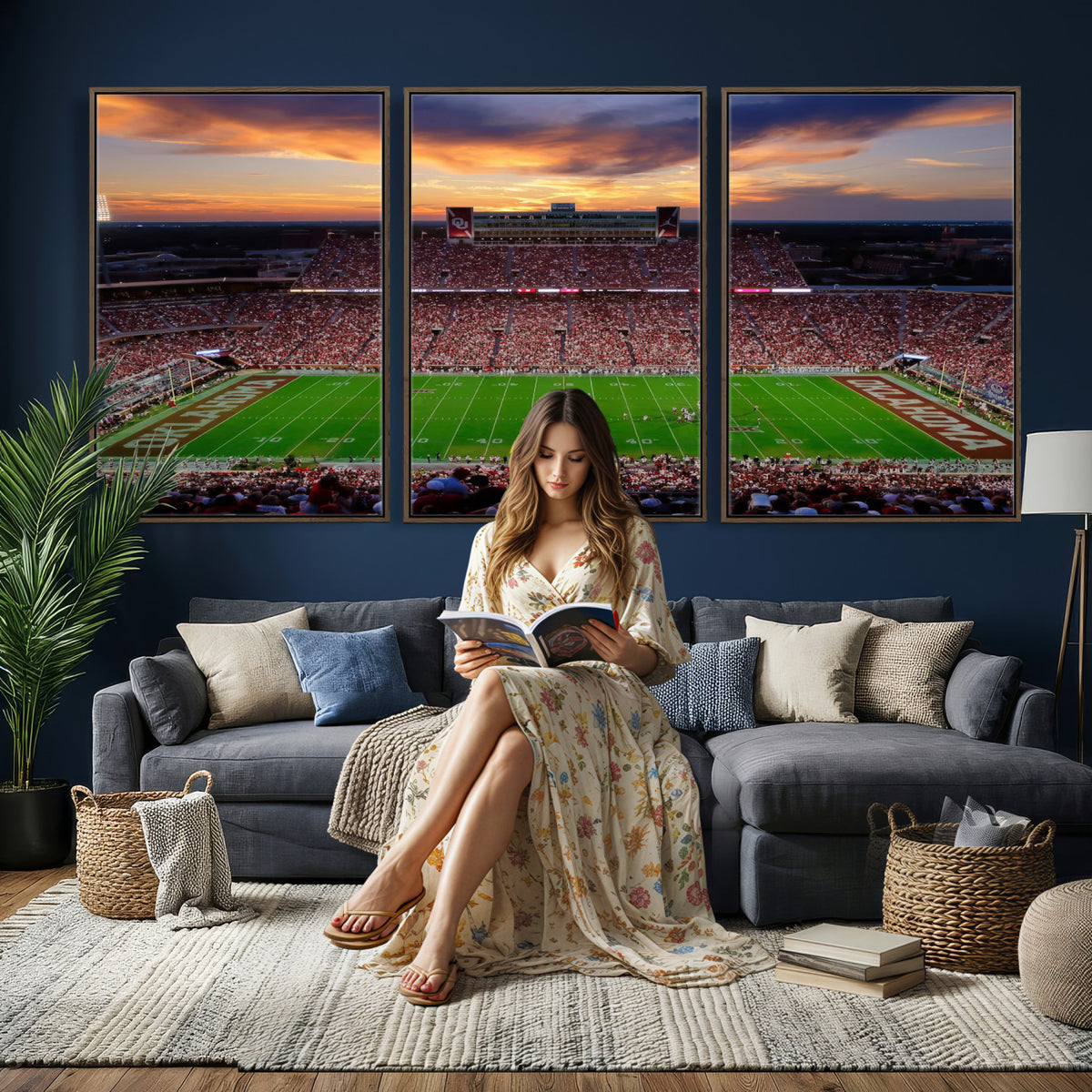 51457497-MGV-CV-36X24 - Oklahoma Sooners Stadium Wall Art Canvas Print, College Football Decor