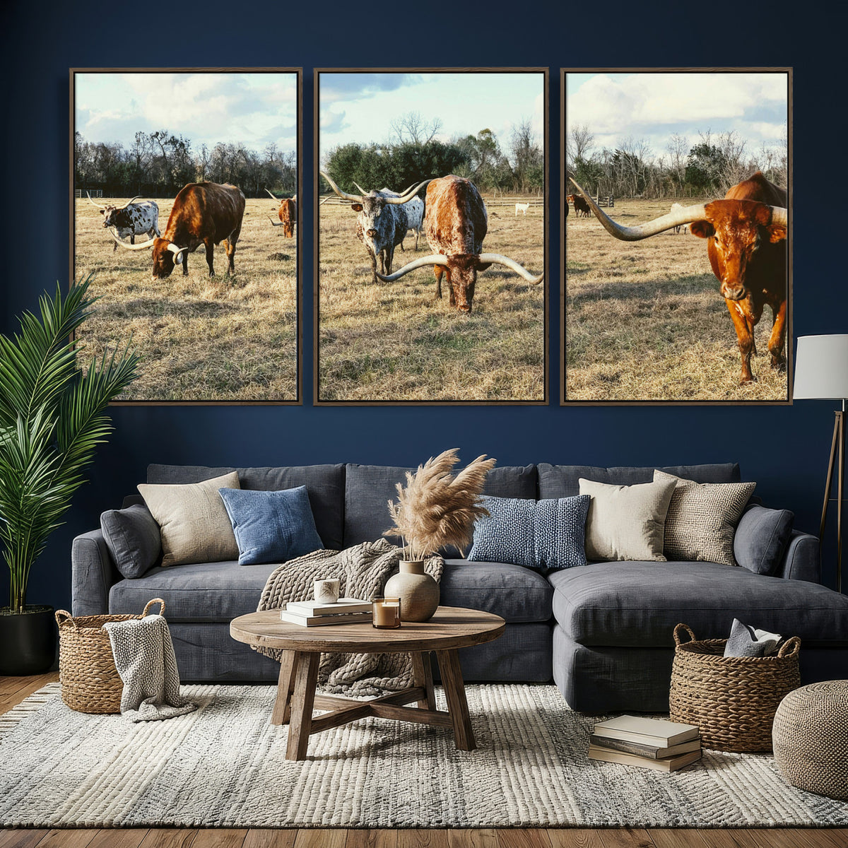 Texas Longhorn Wall Art - Rustic Cattle Canvas Prints – MyGreatCanvas ...