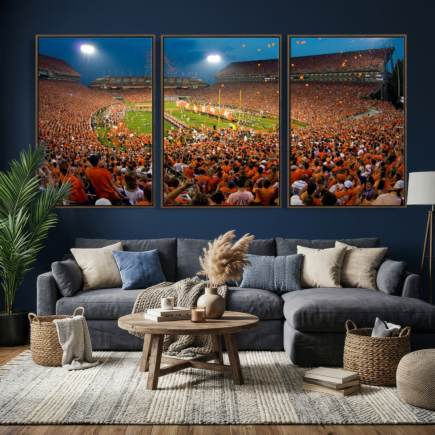 42850097-MGV-CV-36X24 - Clemson Tigers Memorial Stadium Wall Art Canvas Print, Death Valley Football Stadium Artwork, Packed Game Night Crowd Scene