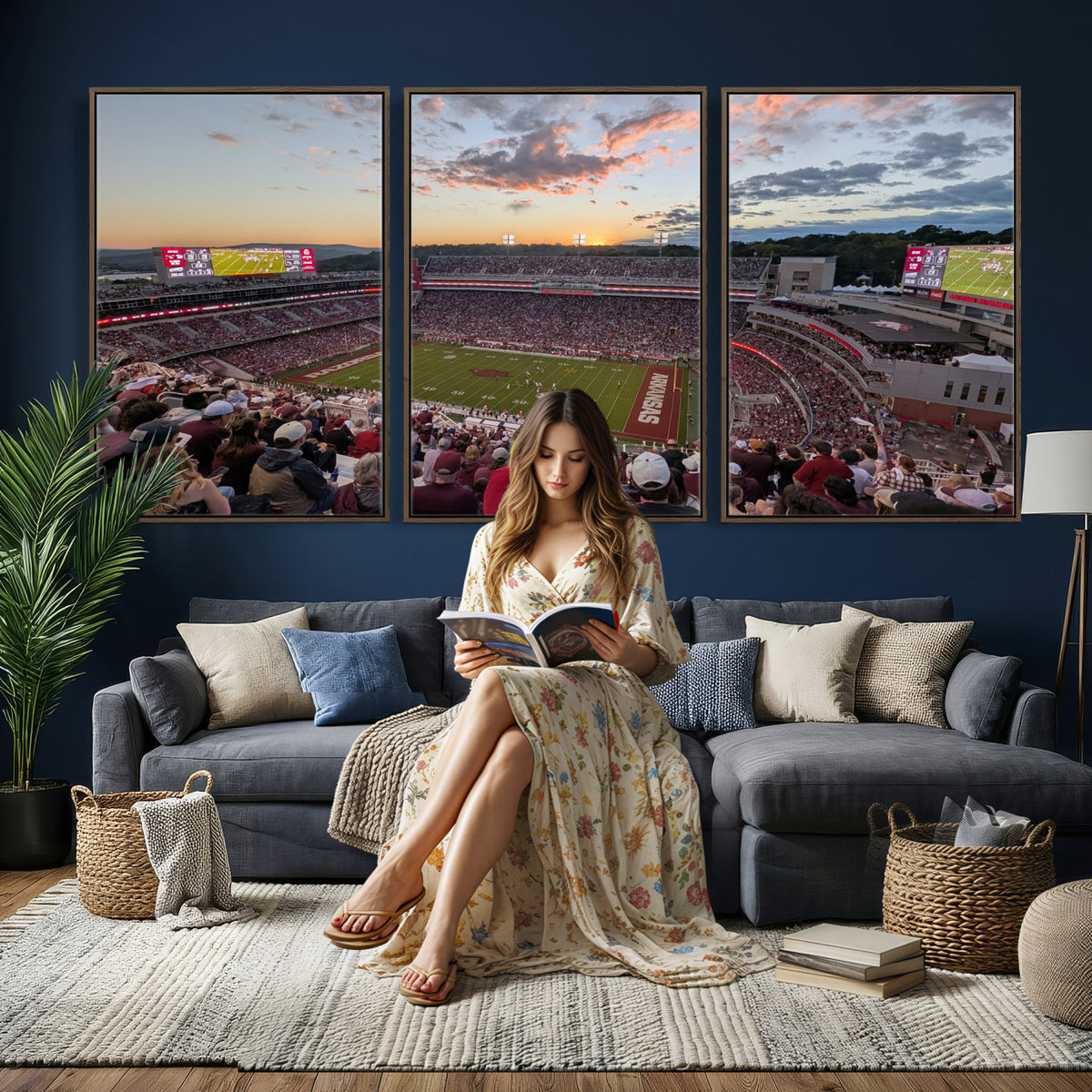 71837429-MGV-CV-36X24 - Donald W. Reynolds Razorback Stadium Wall Art Canvas Print – Arkansas Razorbacks Football Artwork for Home, Office, and Sports Room Decor