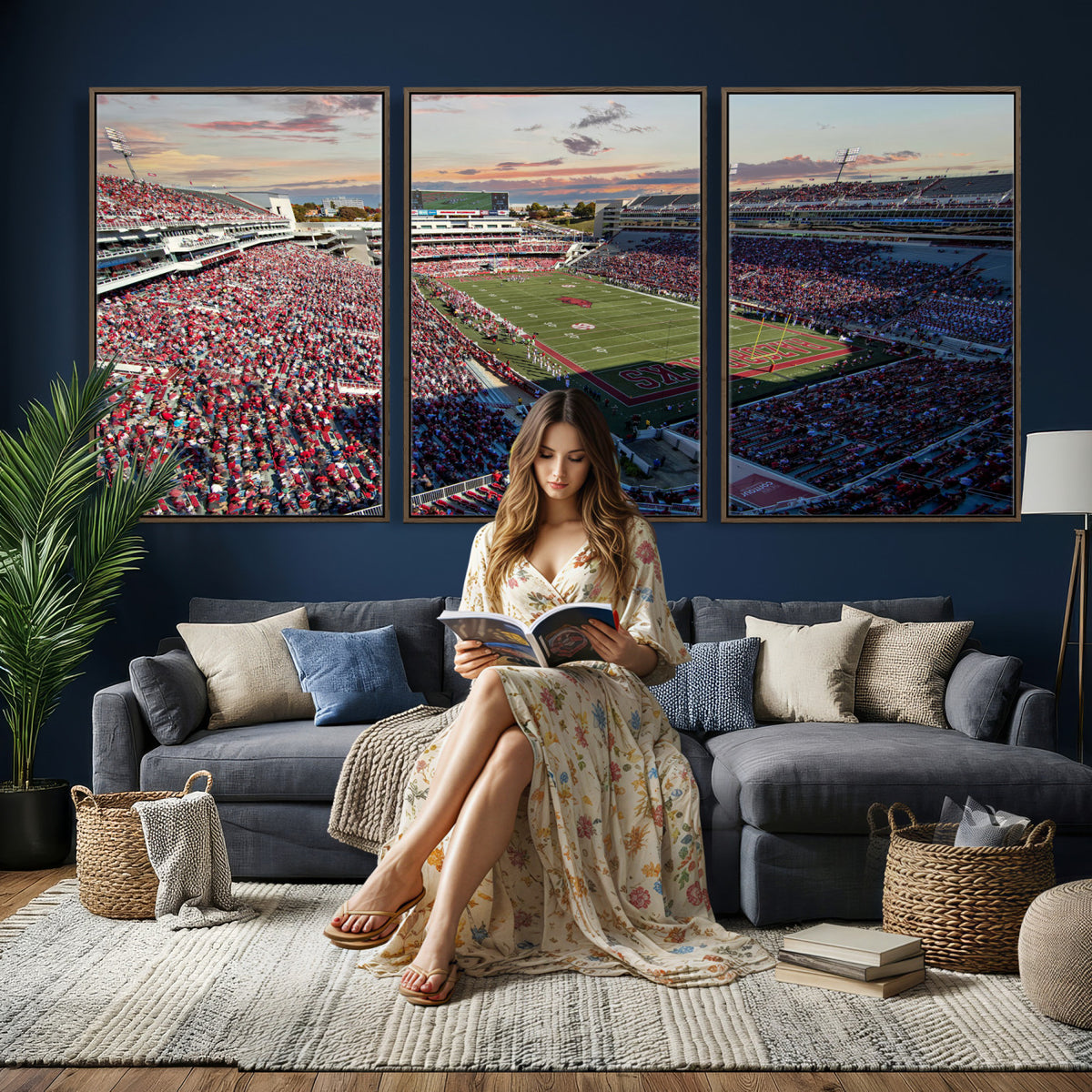 46571211-MGV-CV-36X24 - Donald W. Reynolds Razorback Stadium Wall Art Canvas Print – Arkansas Razorbacks Football Artwork for Home, Office, and Sports Room Decor