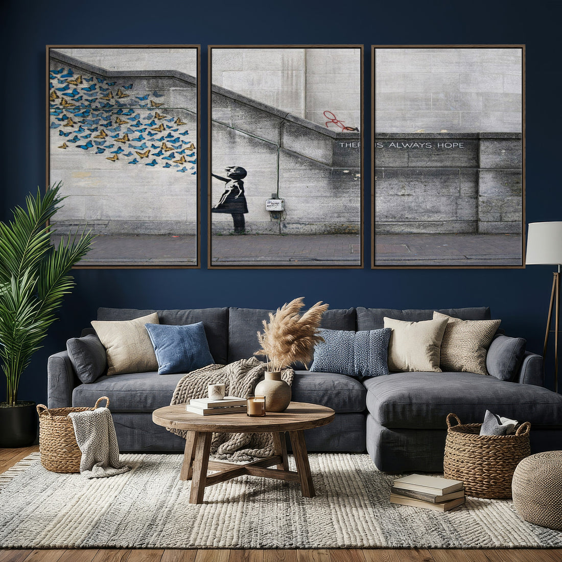 Banksy Girl with Butterflies Street Art Wall Art Canvas Print