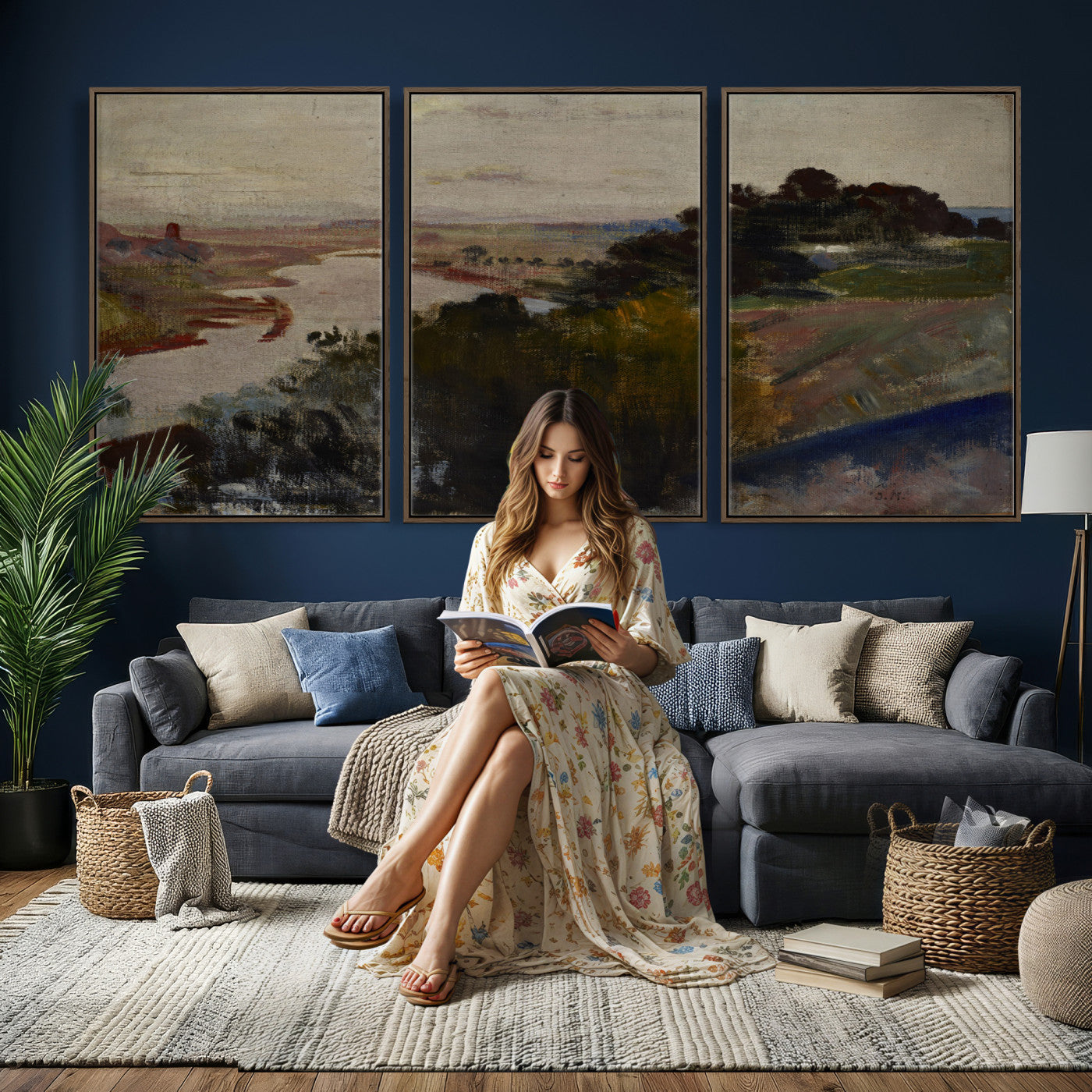 55507874-MGV-CV-36X24 - Jacek Malczewski Landscape at the Vistula Wall Art Canvas Print