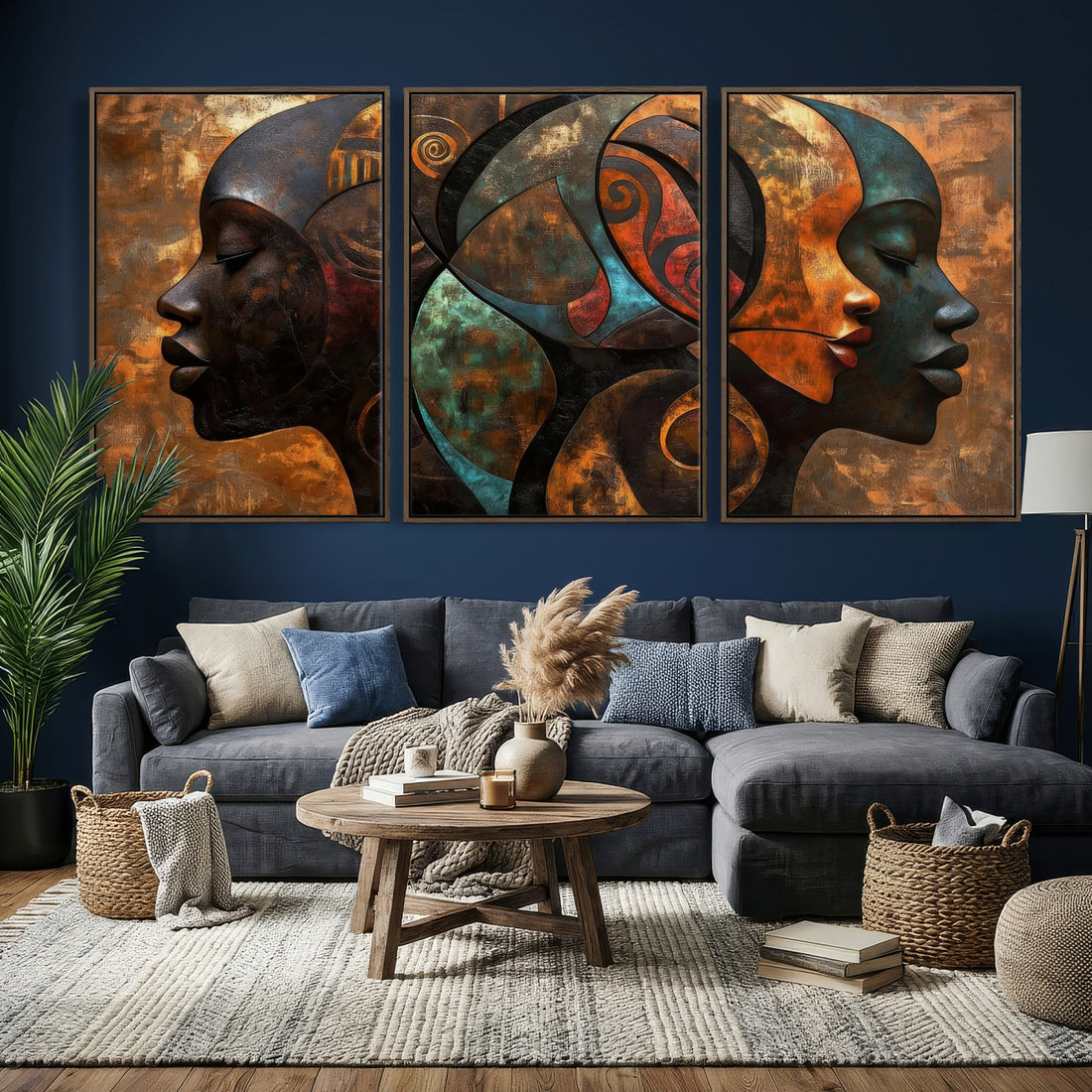 Abstract Afro American Women Wall Art Canvas Print