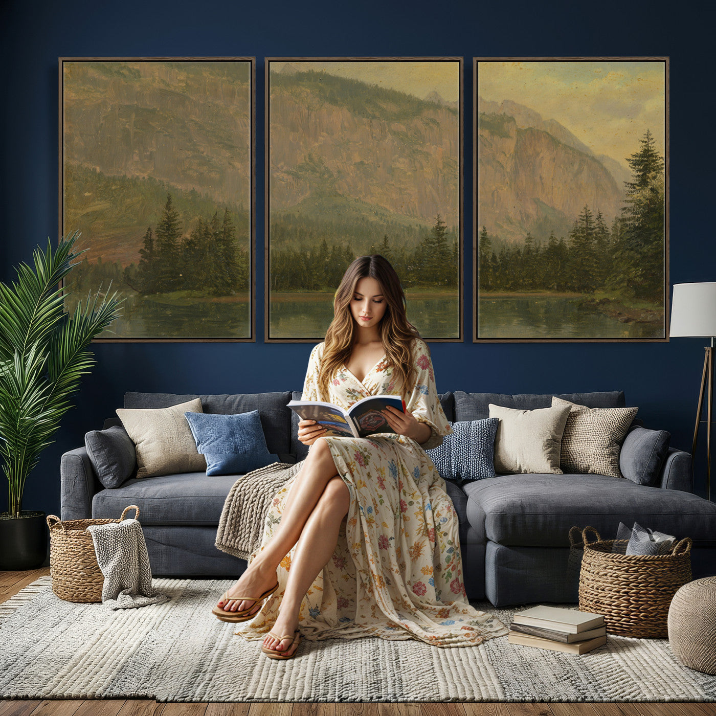 76844524-MGV-CV-36X24 - Frederic Edwin Church Hintersee Canvas Print, Hudson River School Mountain Lake Painting 1868, American Romantic Landscape, Vintage Nature Wall Art