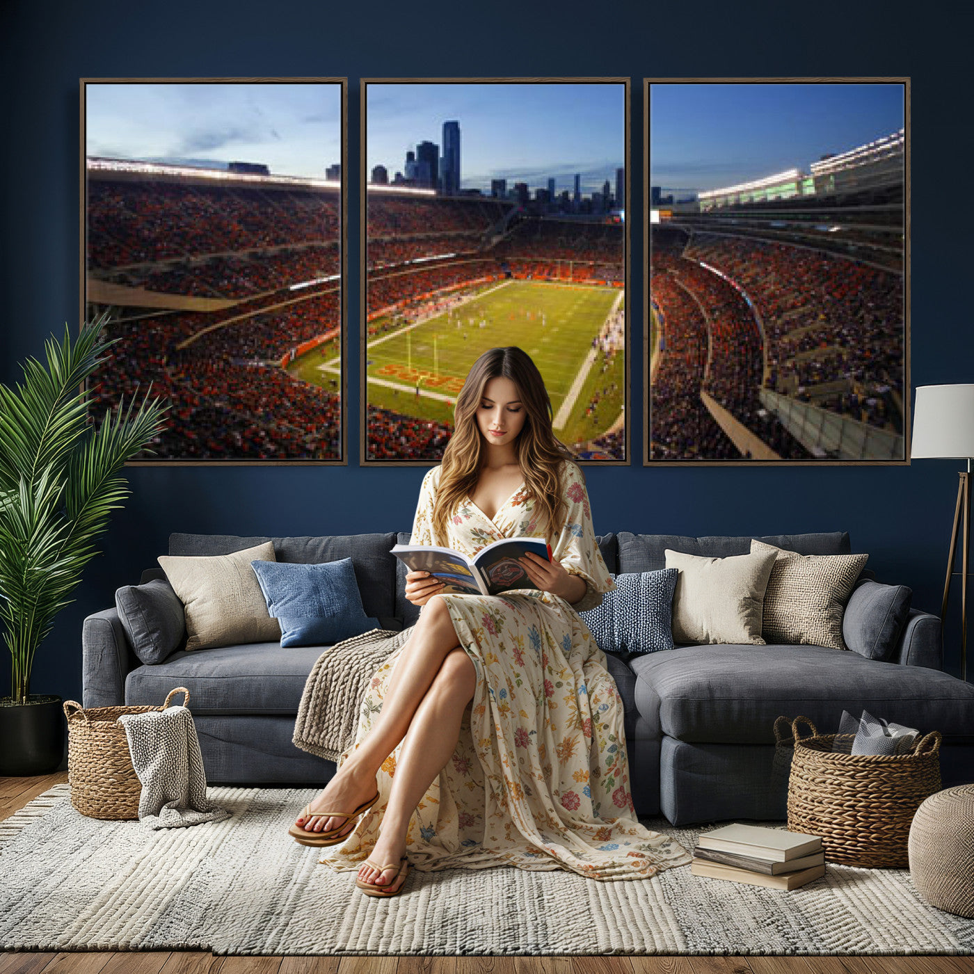 50691720-MGV-CV-36X24 - Chicago Bears Soldier Field Canvas Wall Art, NFL Stadium Panorama Print, Football Arena Photography for Sports Fans