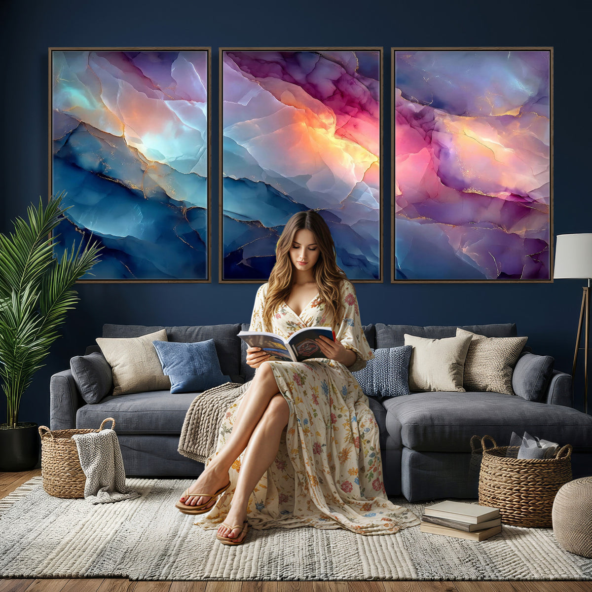 28163849-MGV-CV-36X24 - Colorful Abstract Canvas Wall Art Print, Vibrant Popup Color Art Print