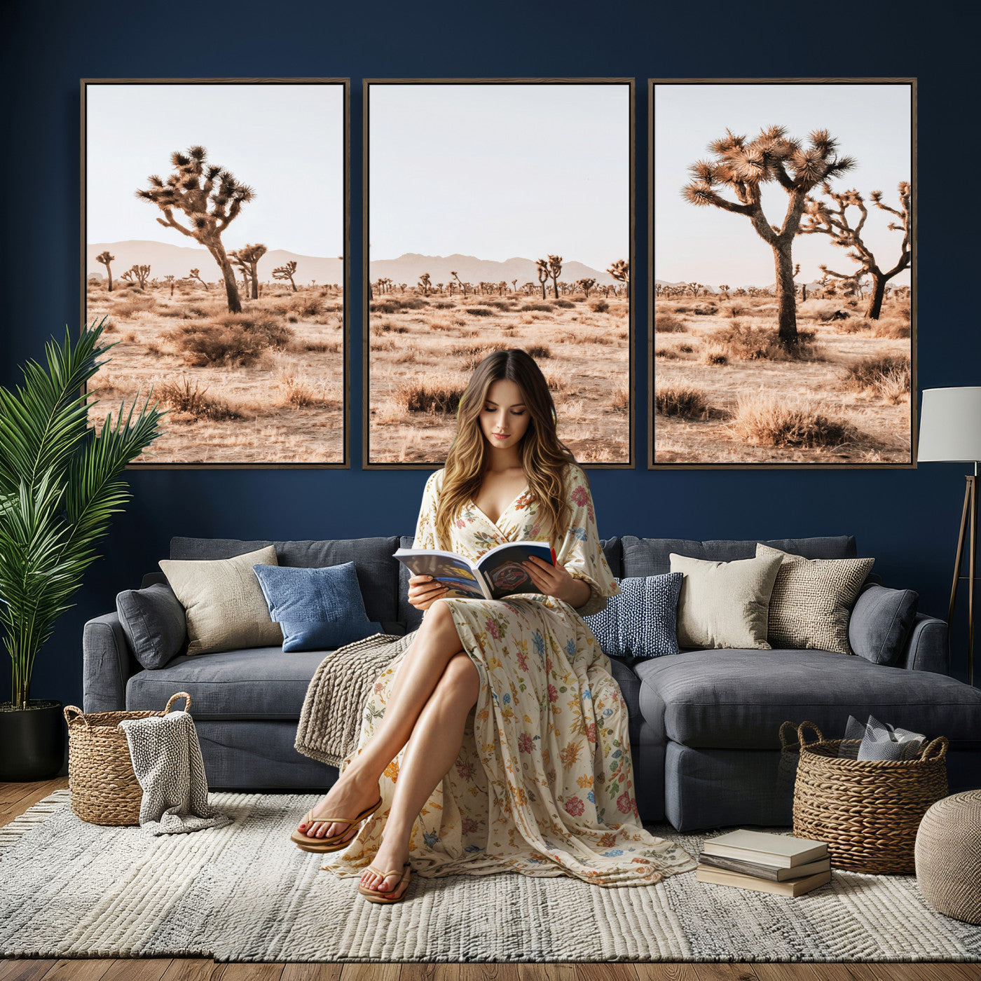 33549408-MGV-CV-36X24 - Joshua Tree Desert Canvas Wall Art Print, Desert Landscape Photography, Boho Southwest Wall Decor, Nature Canvas, Ready to Hang