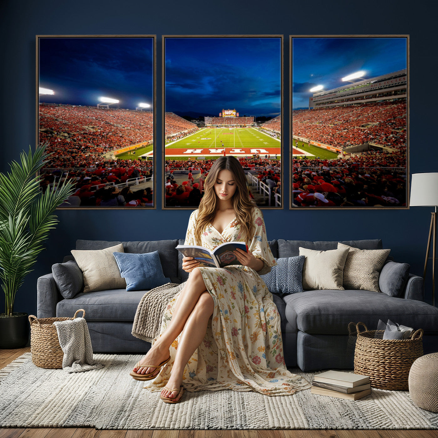 74019251-MGV-CV-36X24 - Rice-Eccles Stadium Wall Art Canvas Print - Utah Salt Lake City Stadium Print