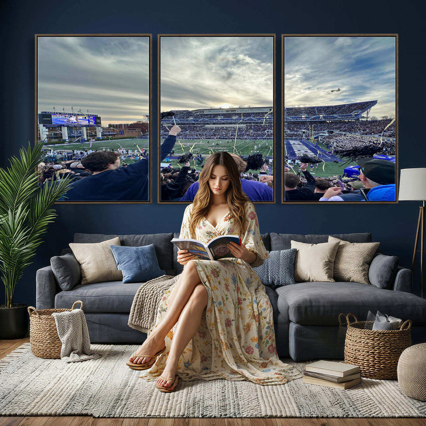 400867JMU-MGV-CV-36X24 - JMU Stadium Wall Art Canvas Print for Game Room Decor - James Madison University Stadium