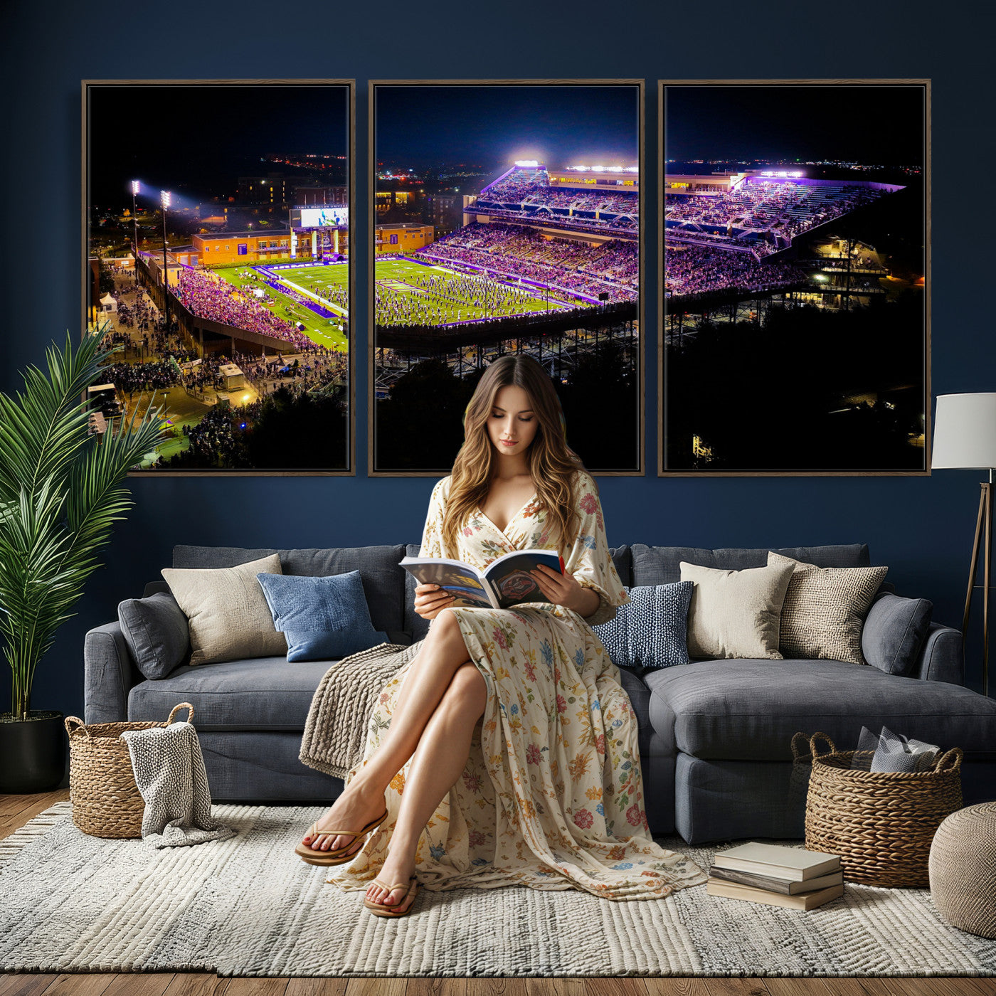 400867JMU2-MGV-CV-36X24 - JMU Stadium Wall Art Canvas Print for Game Room Decor - James Madison University Stadium