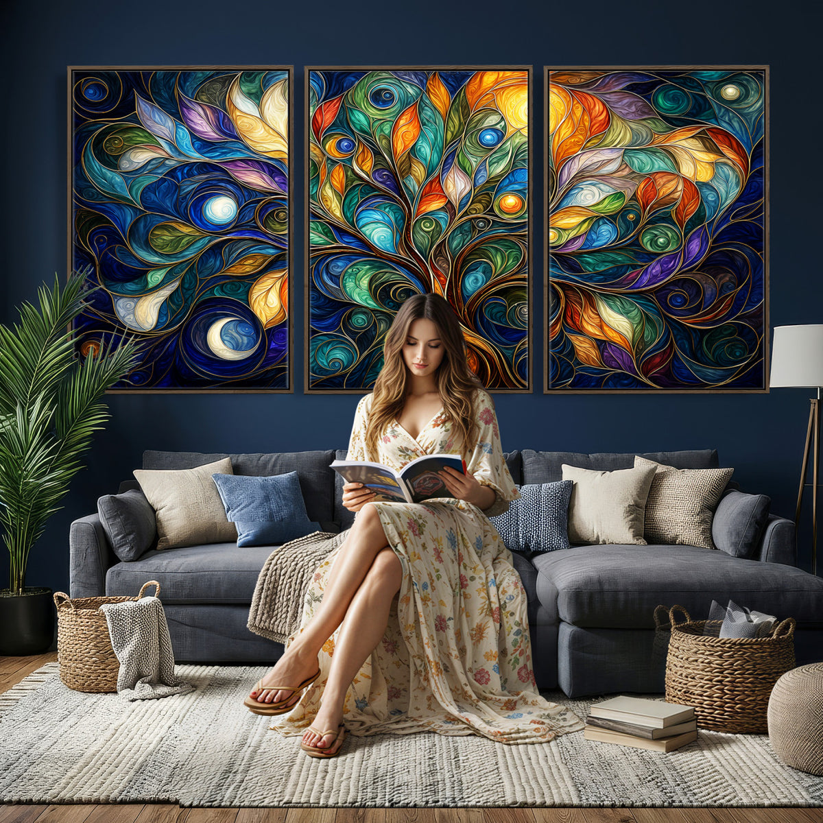 60127105-MGV-CV-36X24 - Psychedelic Tree Of Life Wall Art - Vibrant Swirl Cosmic Nature Decor