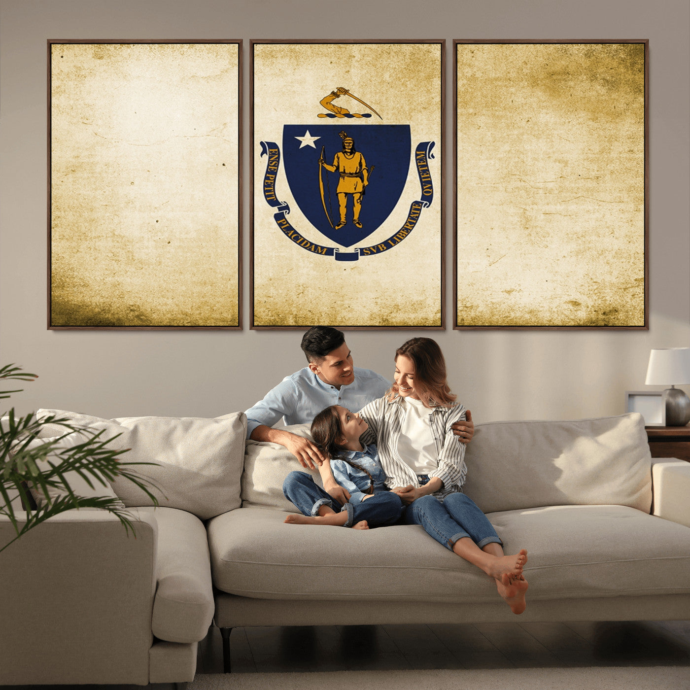 37316-MGV-FC-60X30-3P_Walnut-Massachusetts Flag Wall Art Canvas Print
