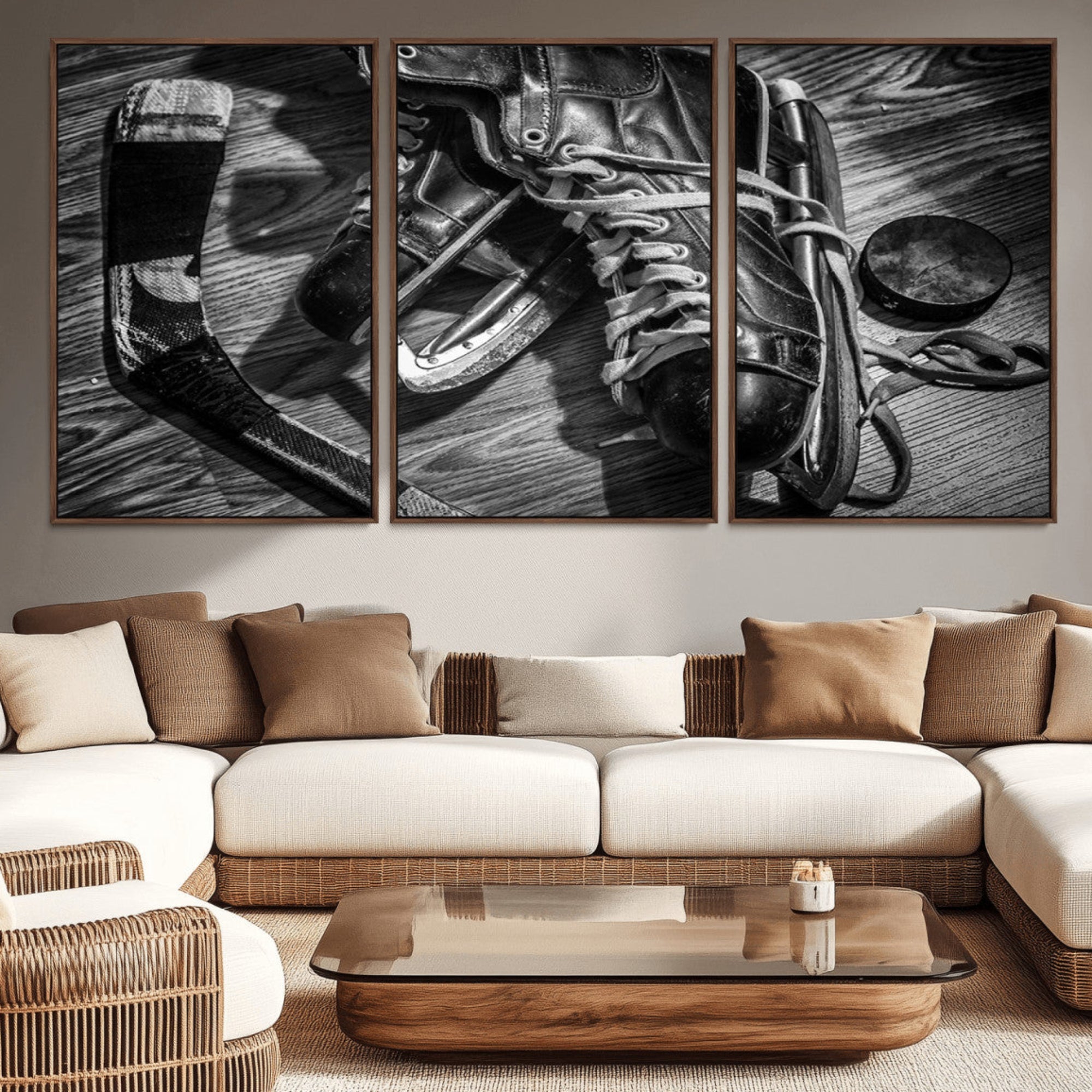 20553-MGV-CV-36X24-Old Pair of Mens Skates Wall Art Canvas, Men Skates Wall Art Print